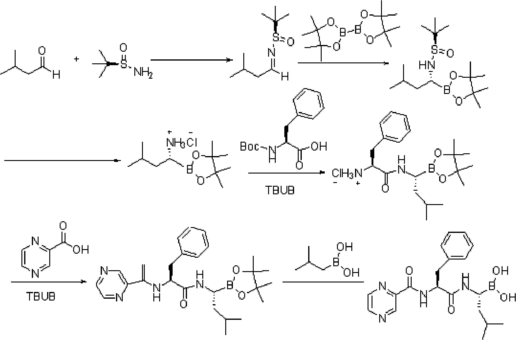 Method for preparing intermediate used for synthesizing bortezomib