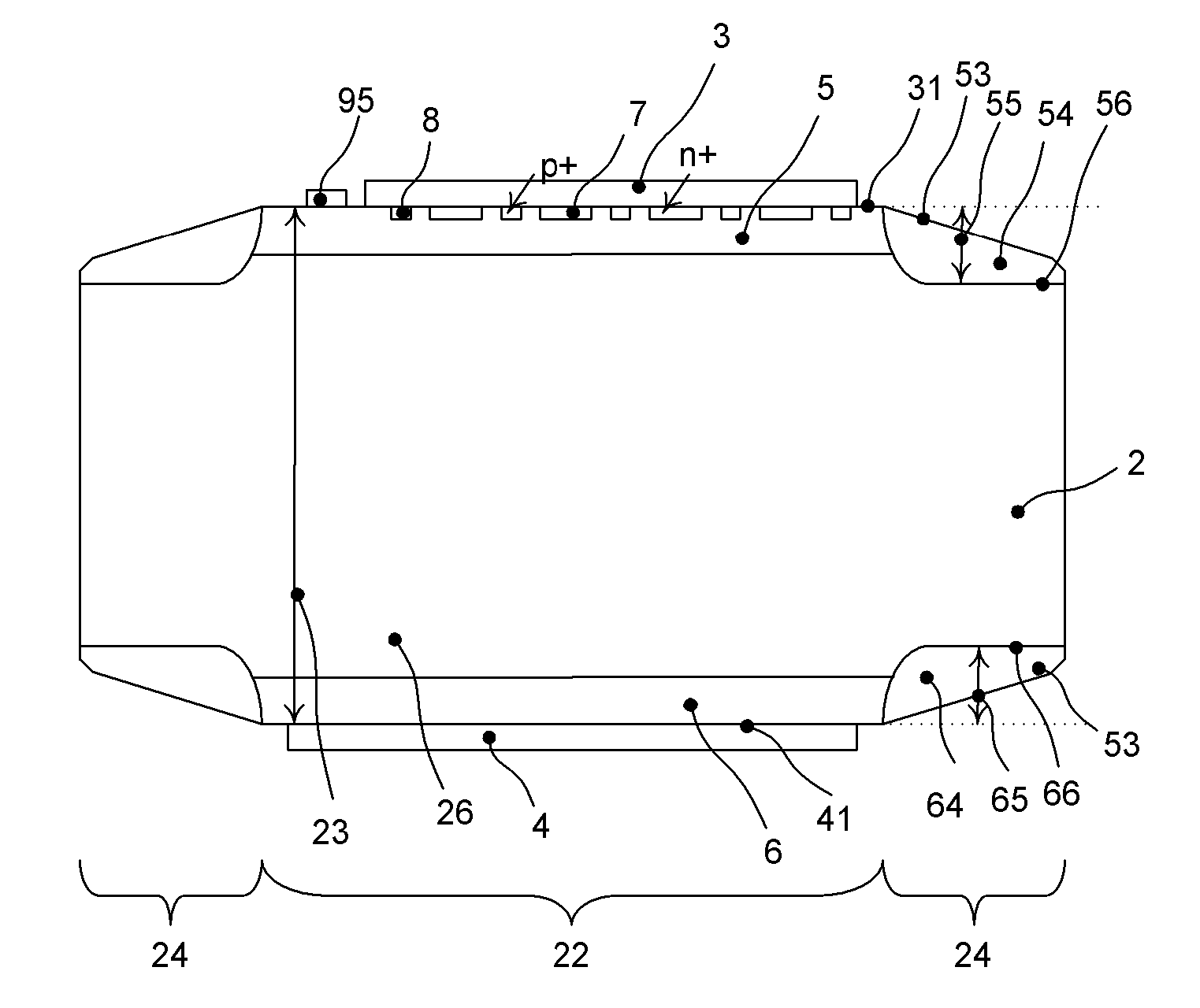 Bipolar non-punch-hrough power semiconductor device