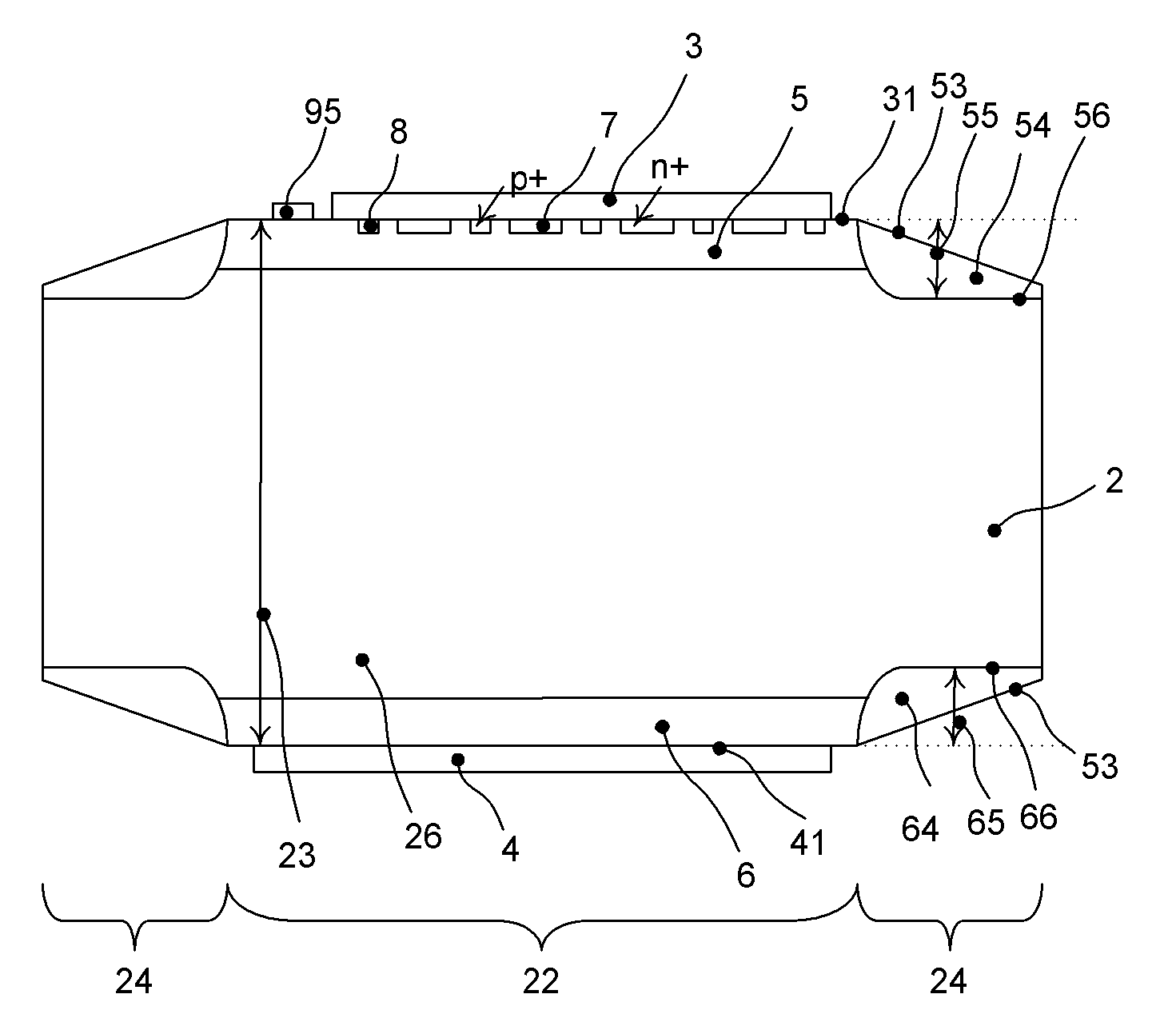 Bipolar non-punch-hrough power semiconductor device