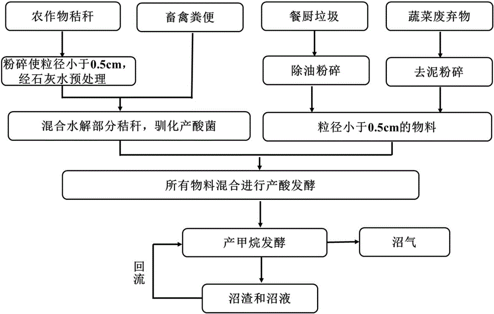 Town multi-element organic waste for preparing biogas and method for preparing biogas from same