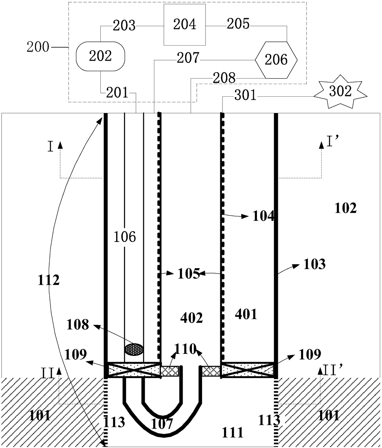 U-shaped tube heat exchange closed type circulating underground thermoelectric generation system and method