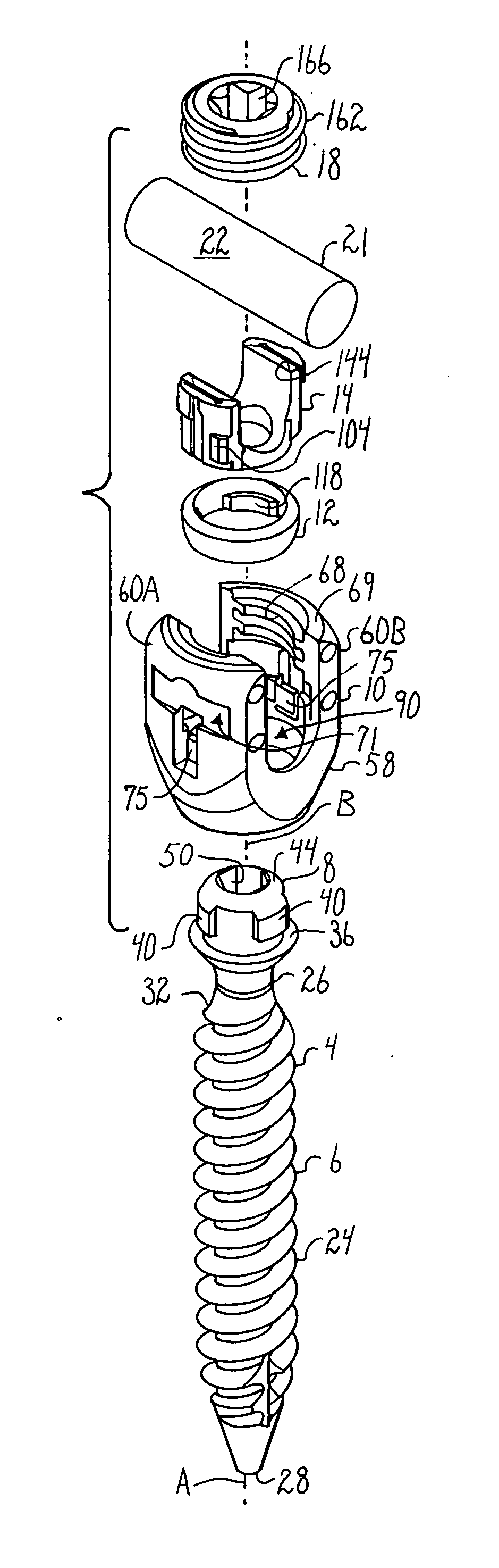 Polyaxial bone screw with cam connection and lock and release insert