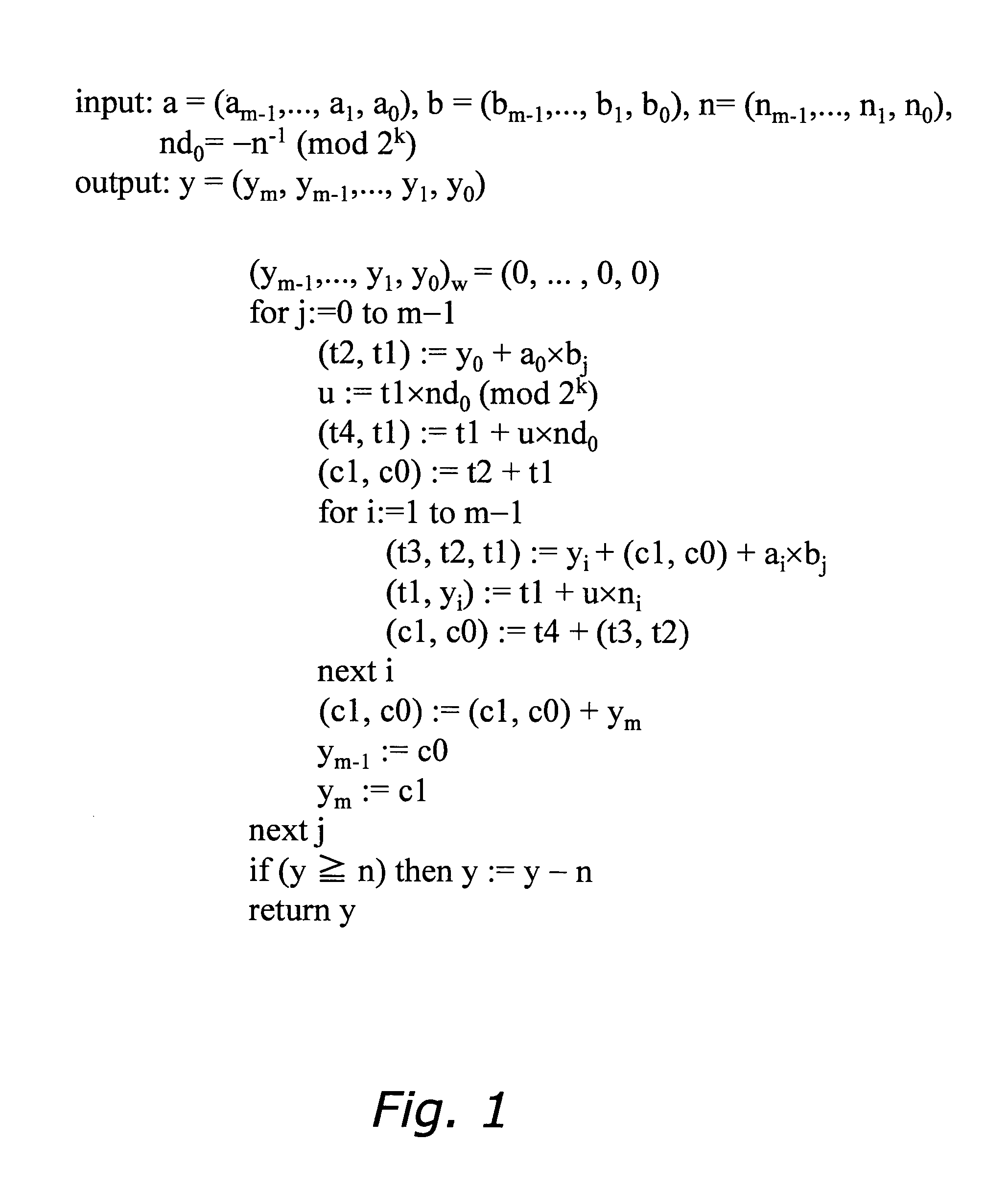 Device and method for calculating conversion parameter of montgomery modular multiplication and program therefor