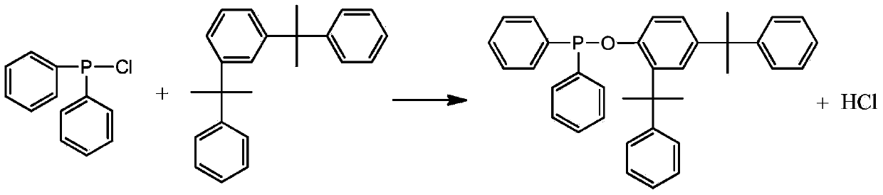 Diphenylphosphine cumyl phenolic ester and synthetic method thereof