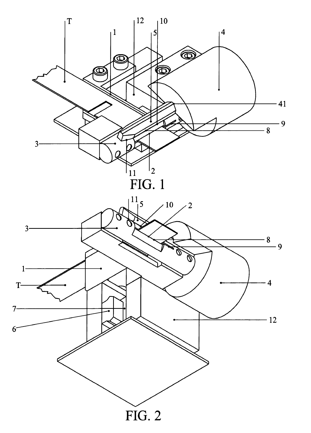 Combined device for bending and cutting ribbon-shaped elements and method for bending and cutting ribbon-shaped elements through such device