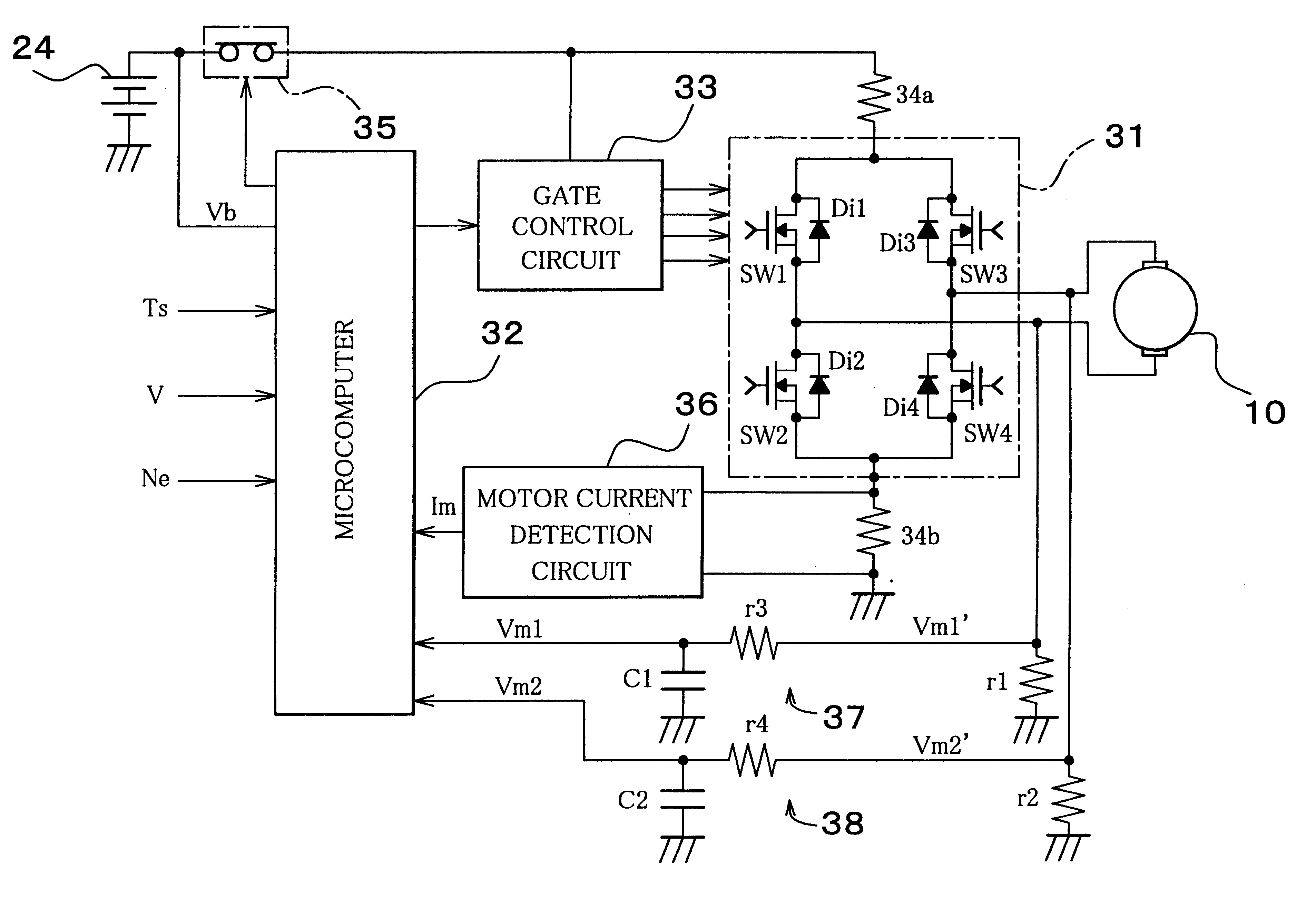 Motor drive unit and method of detecting malfunction of motor drive unit