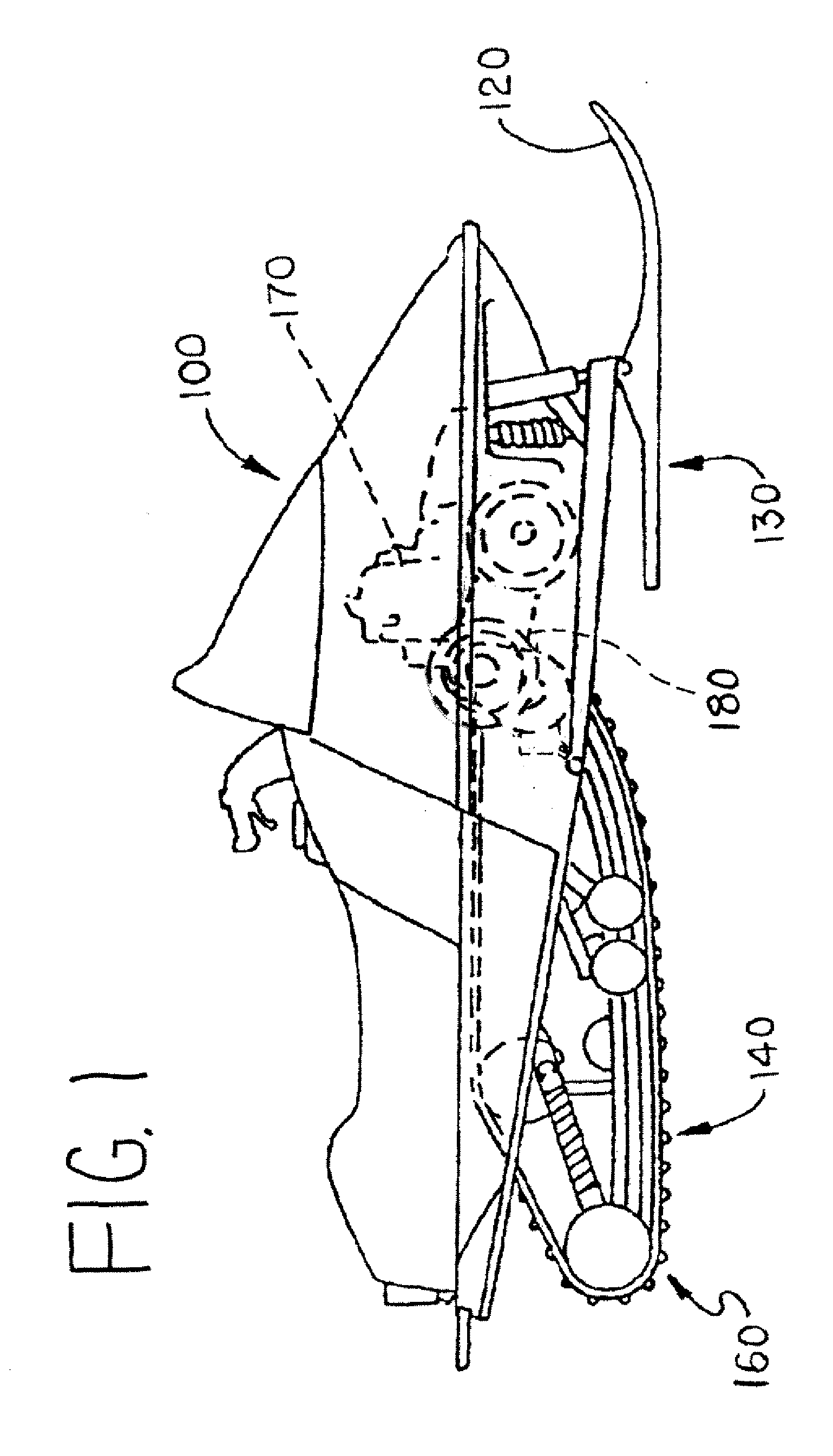 Endless Track Vehicle With Light Weight Drive Train Having A Sprocket And Chain Reduction