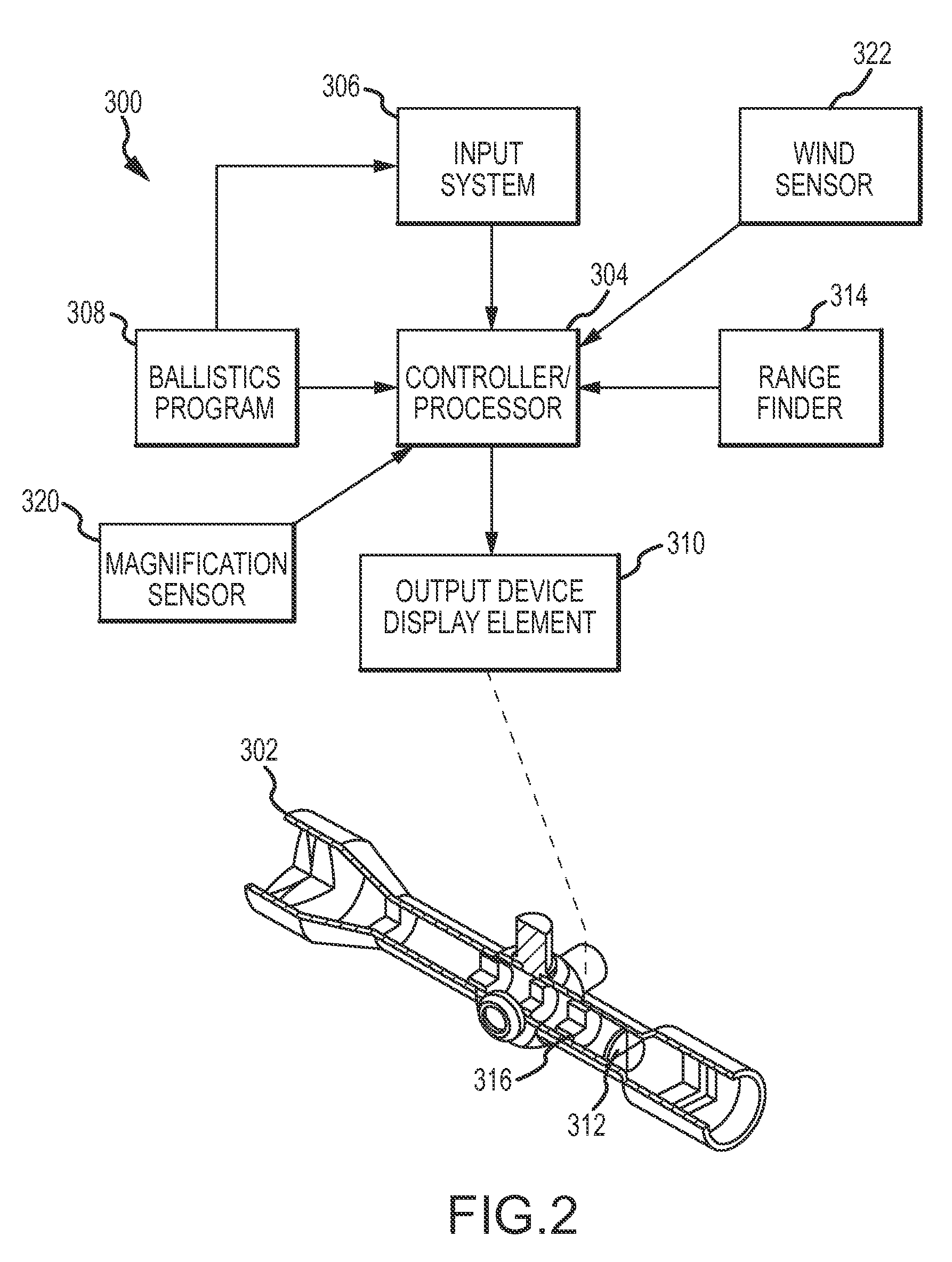 Optical device having projected aiming point
