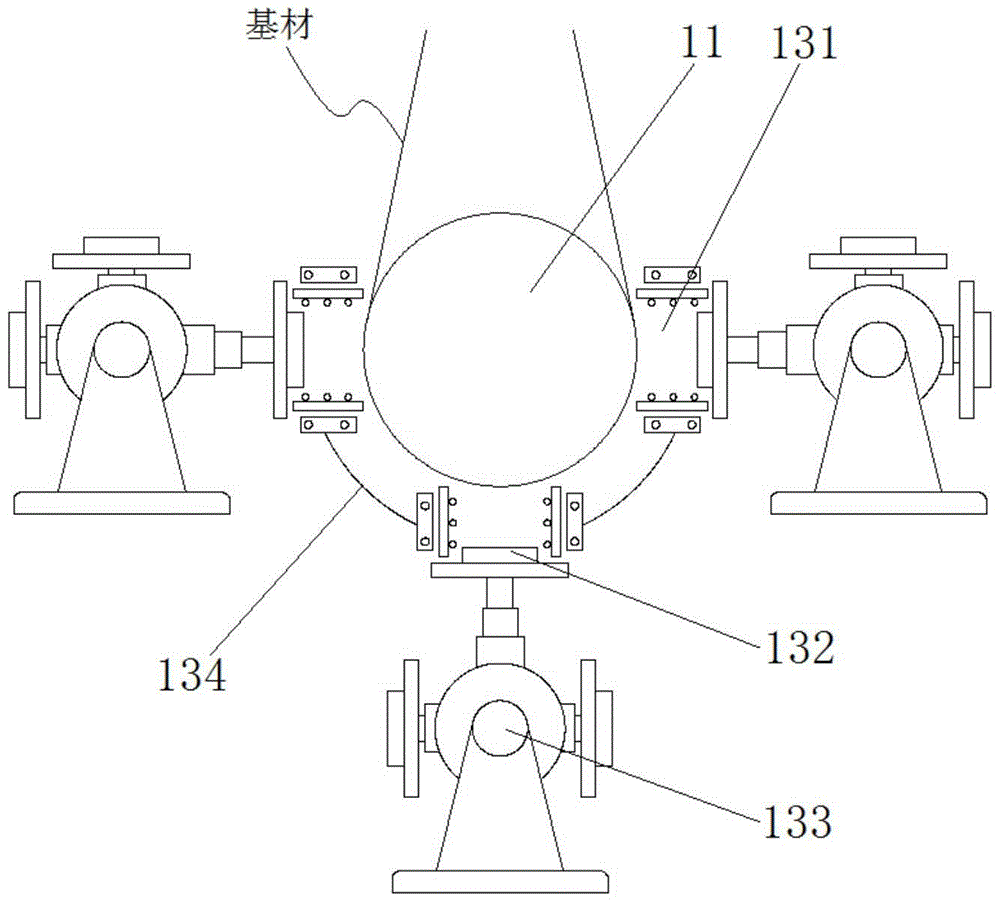 An automatic production line for continuous winding magnetron sputtering coating on one side of flexible substrate