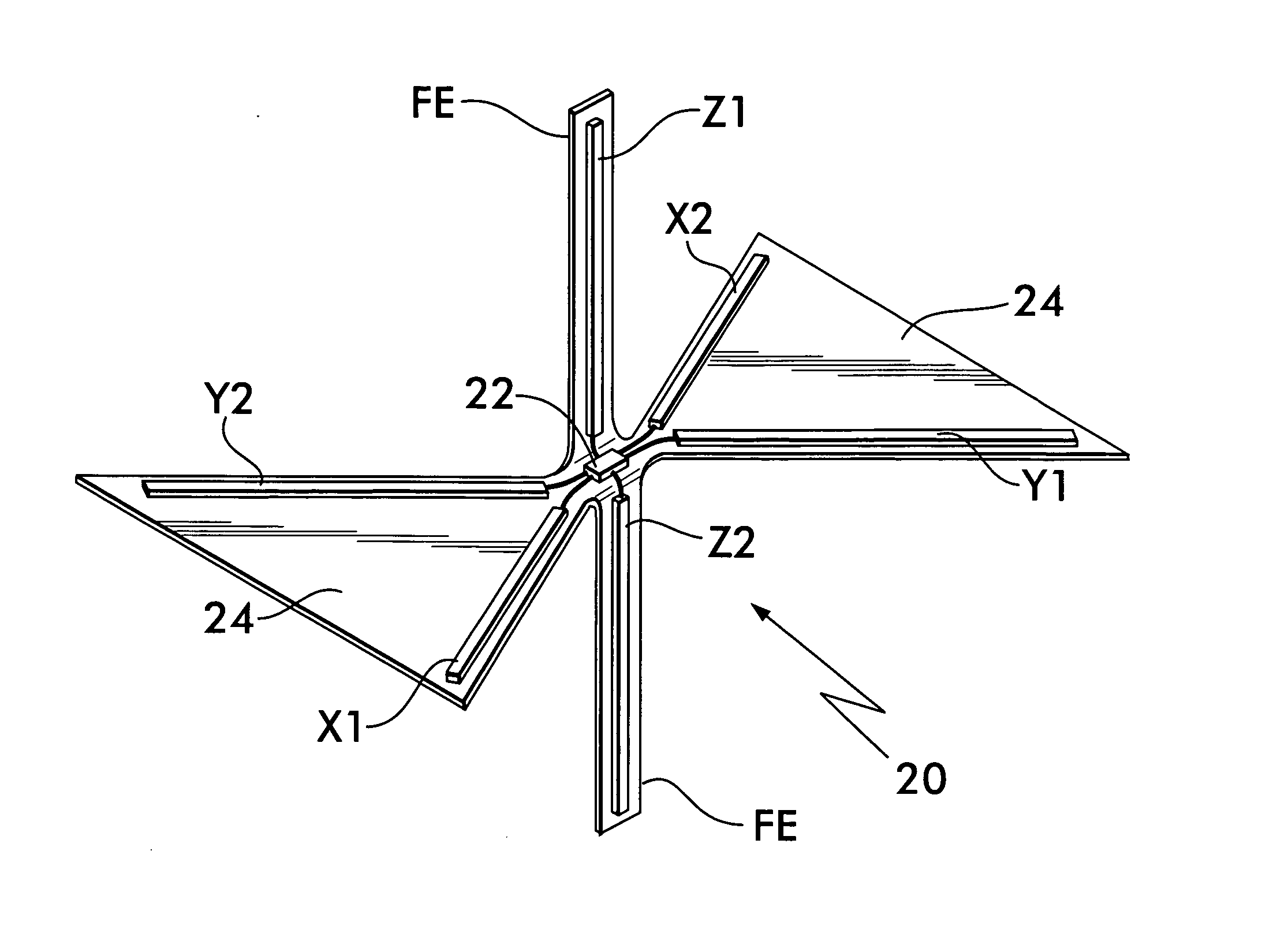 Security tag with three dimensional antenna array made from flat stock