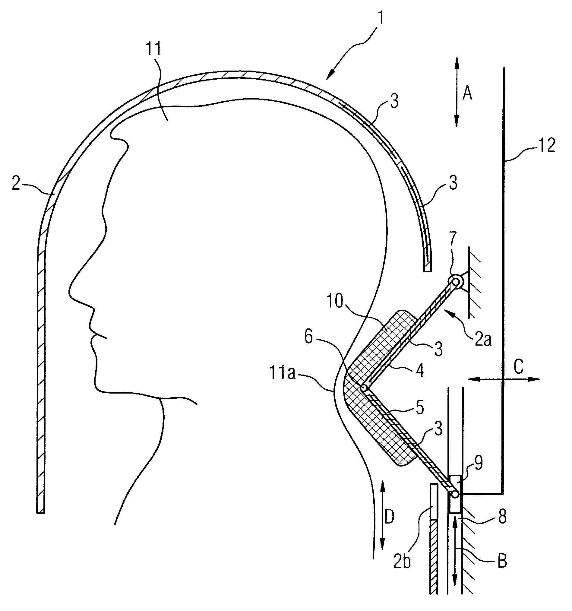 Head coil arrangement with an adjustable neck-engaging portion for use in a magnetic resonance apparatus