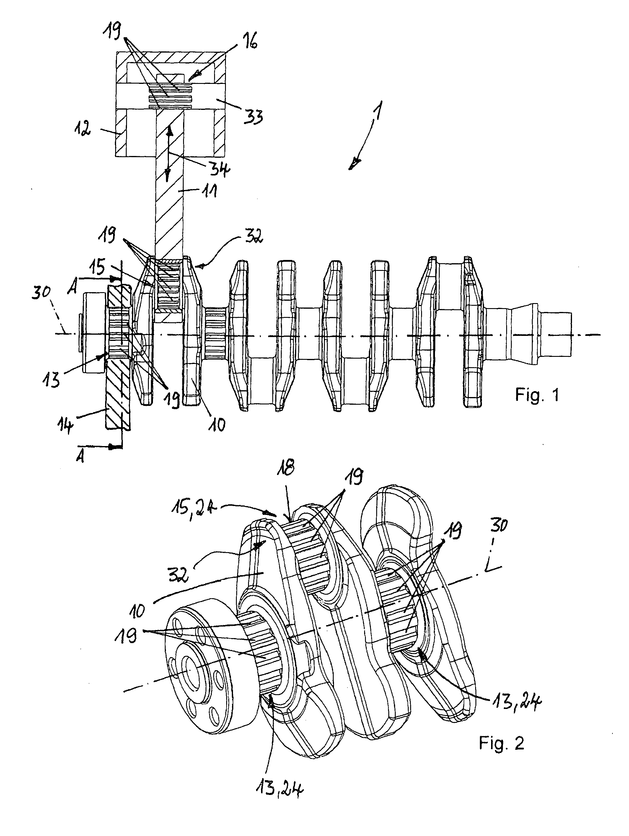 Crank-drive with bearings having micro -ramp structures of asymmetric form