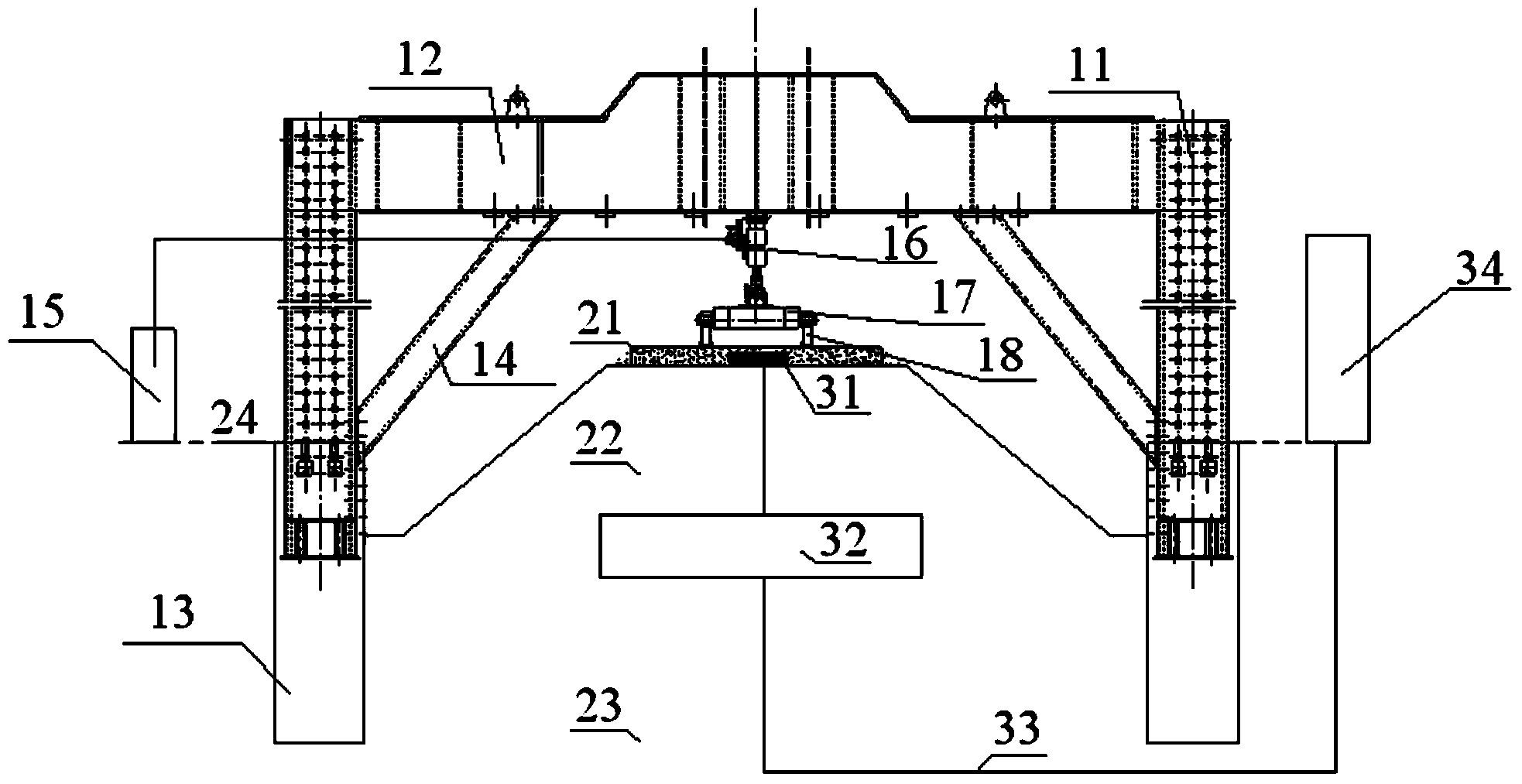 Simulated experiment device for dynamic damages of roadbeds and road surfaces under highway traffic loads