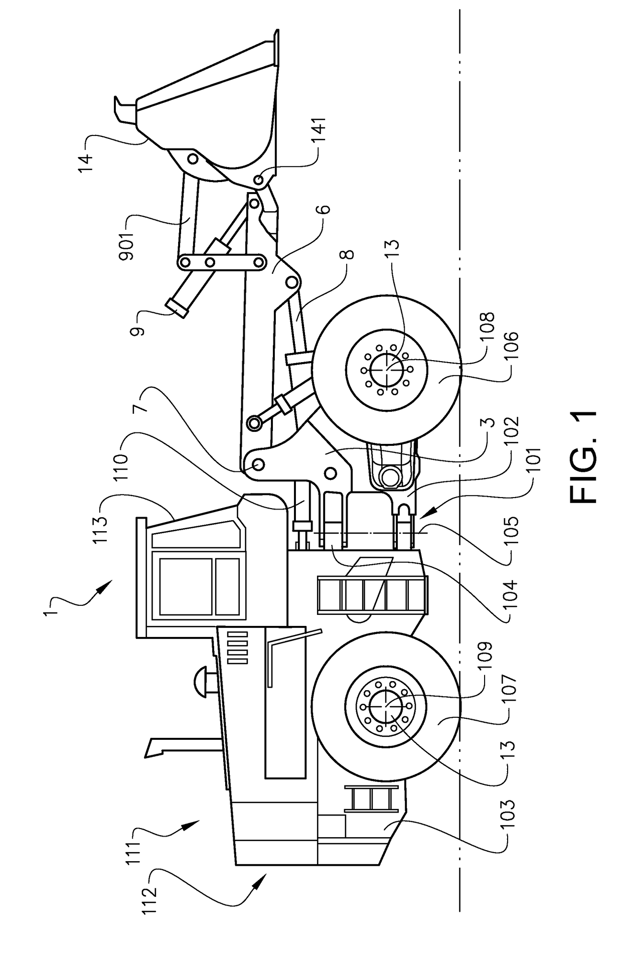 A wheel loader front unit and a wheel loader