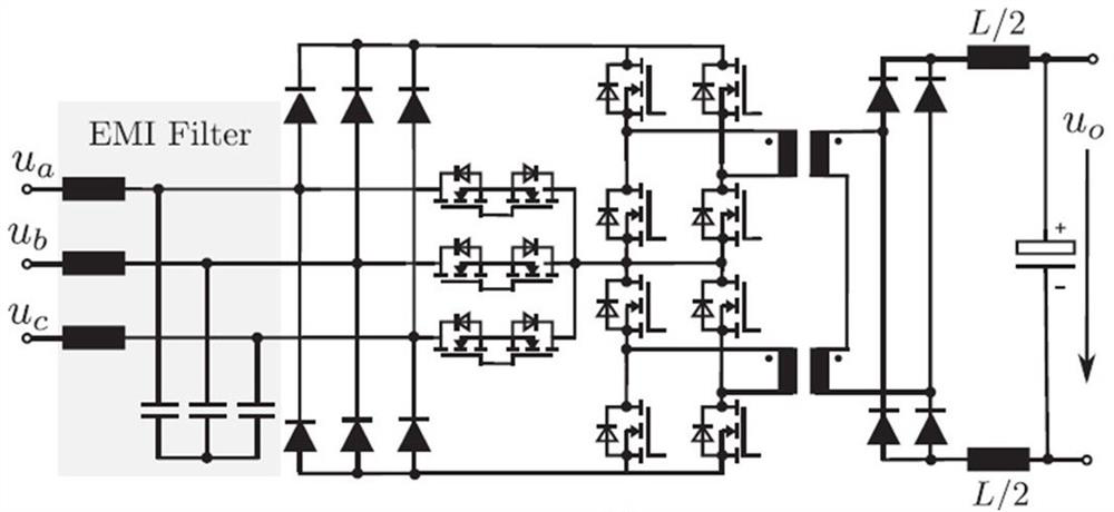 Non-input energy storage inductance soft switching isolation type three-phase PFC converter and control method thereof