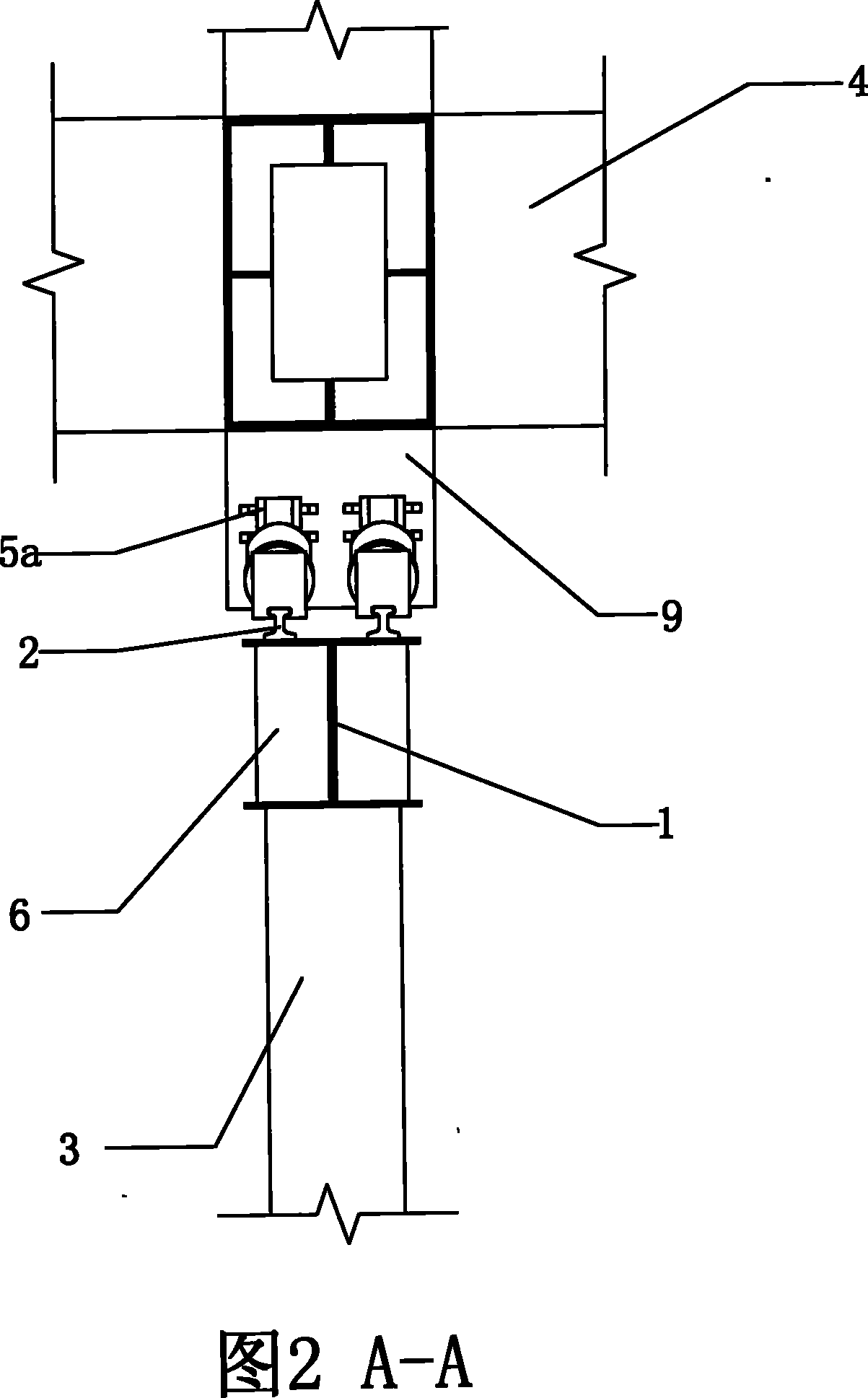 Flexible railway separating thrusting slip construction method and equipment thereof