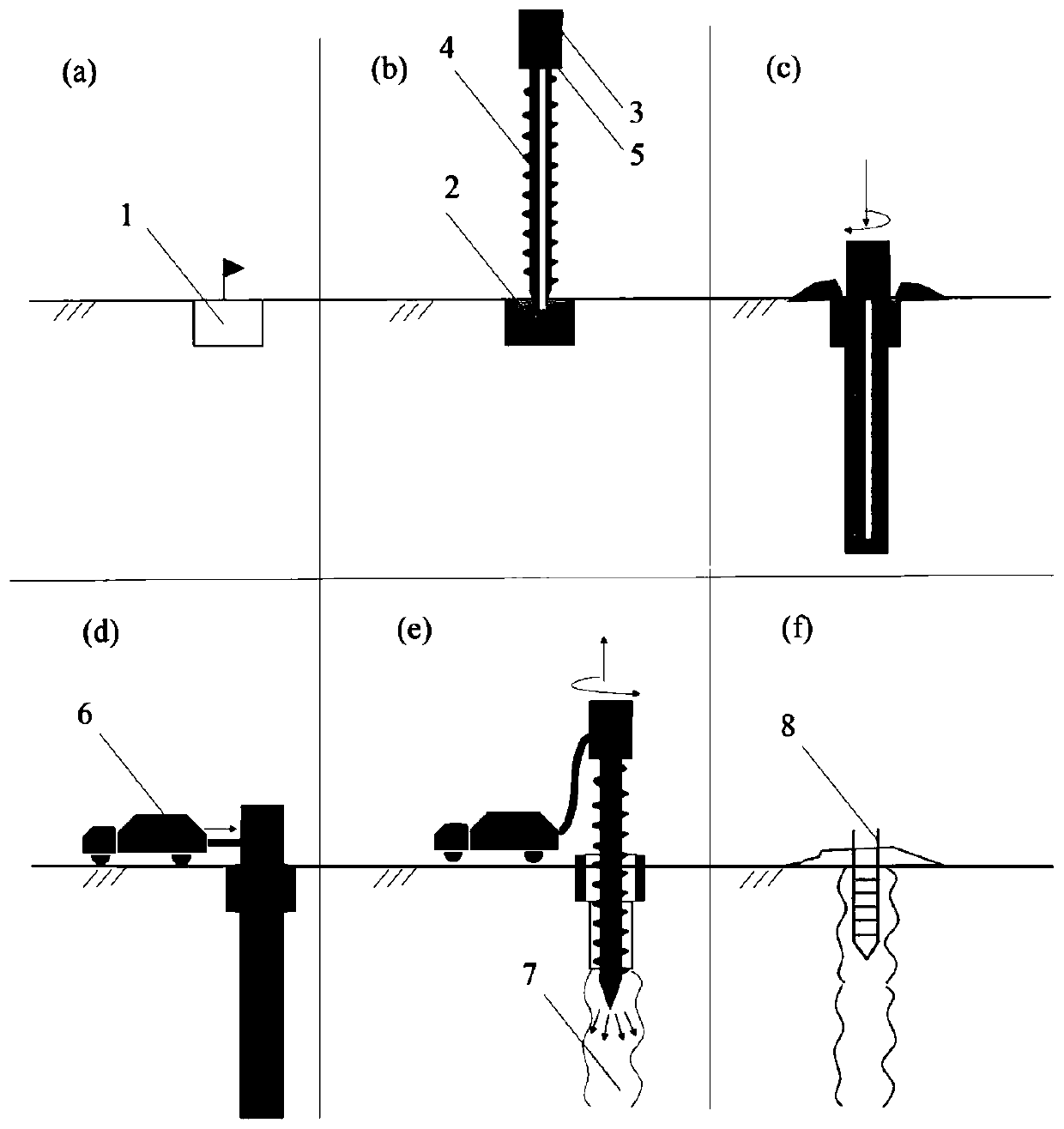Construction method of pressurized cast-in-place pile based on reinforced fibers and metakaolin