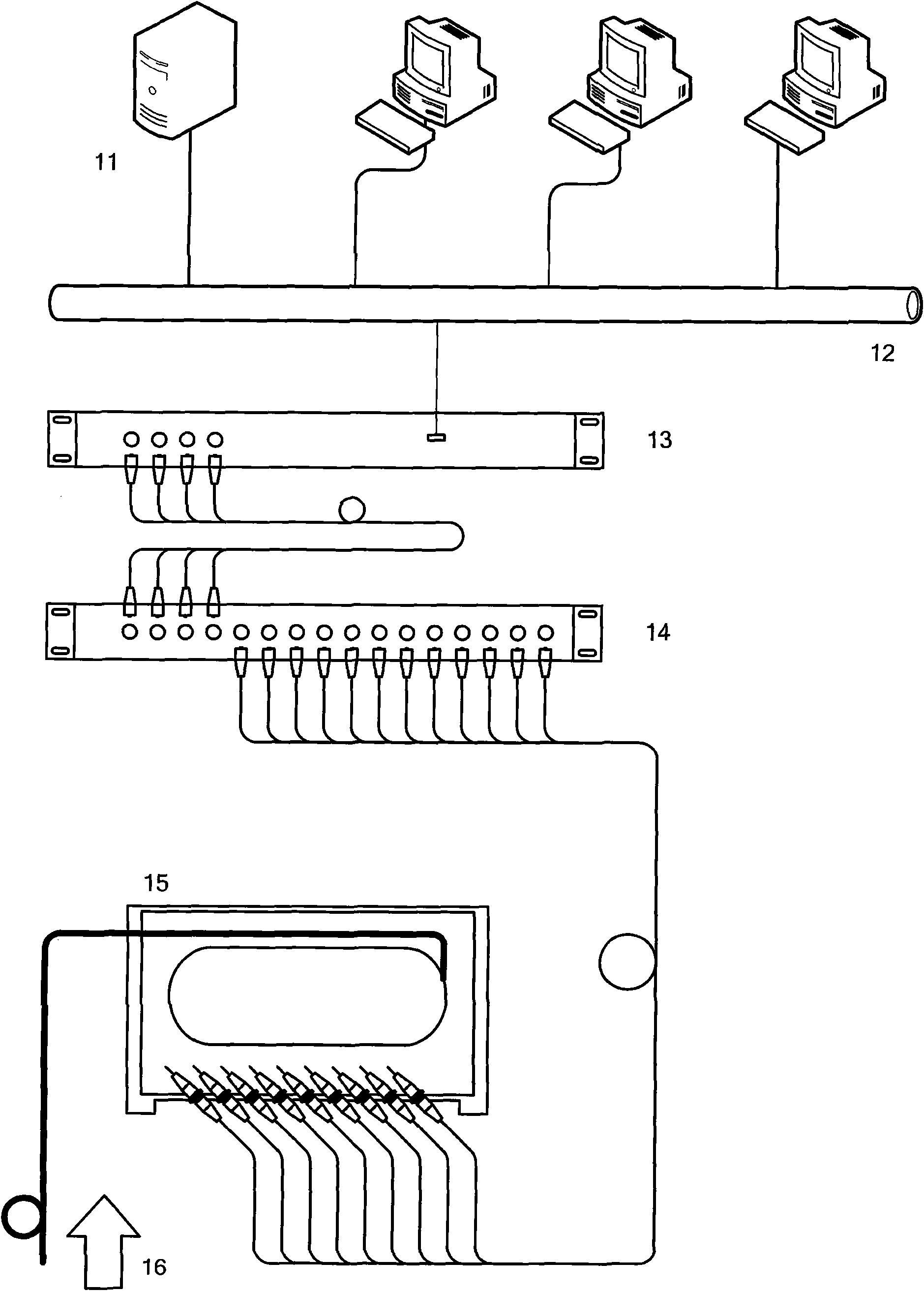 Installation structure of optical fiber sensor used for contact temperature detection of power switch cabinet