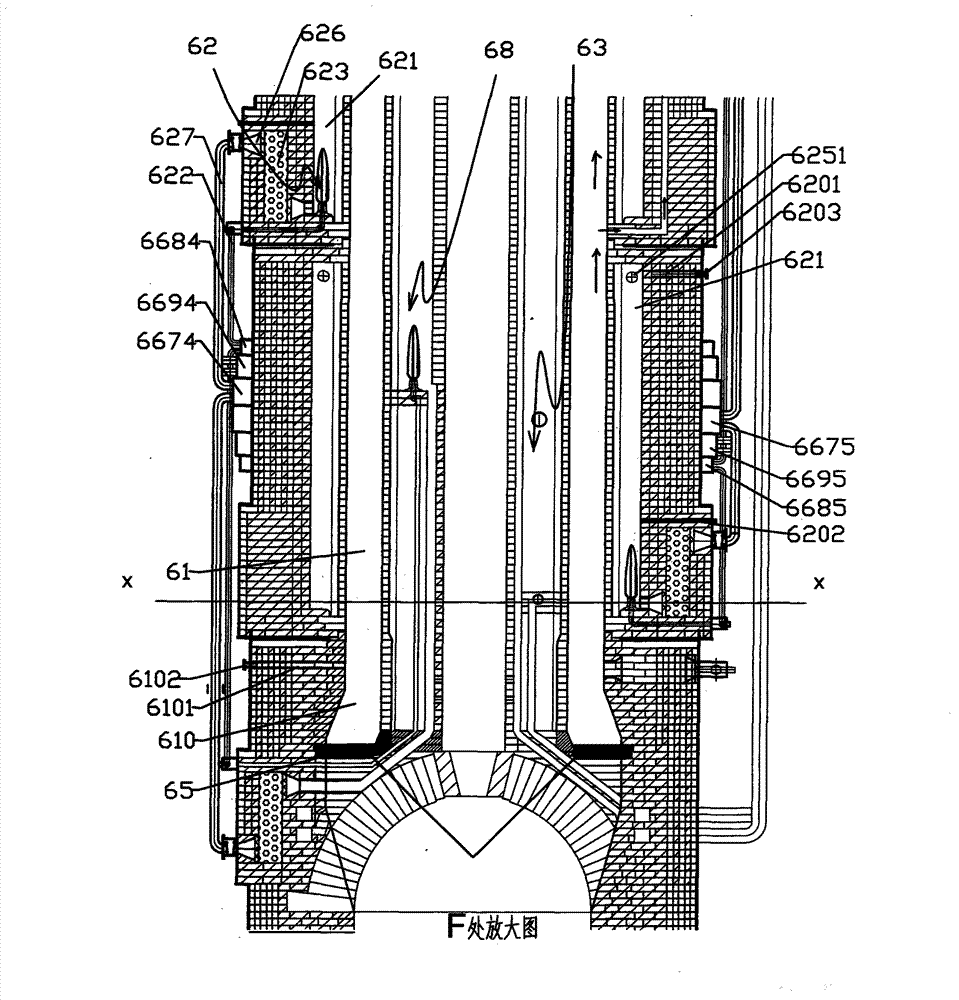 Quenching waste gas heater of coal pyrolyzing furnace