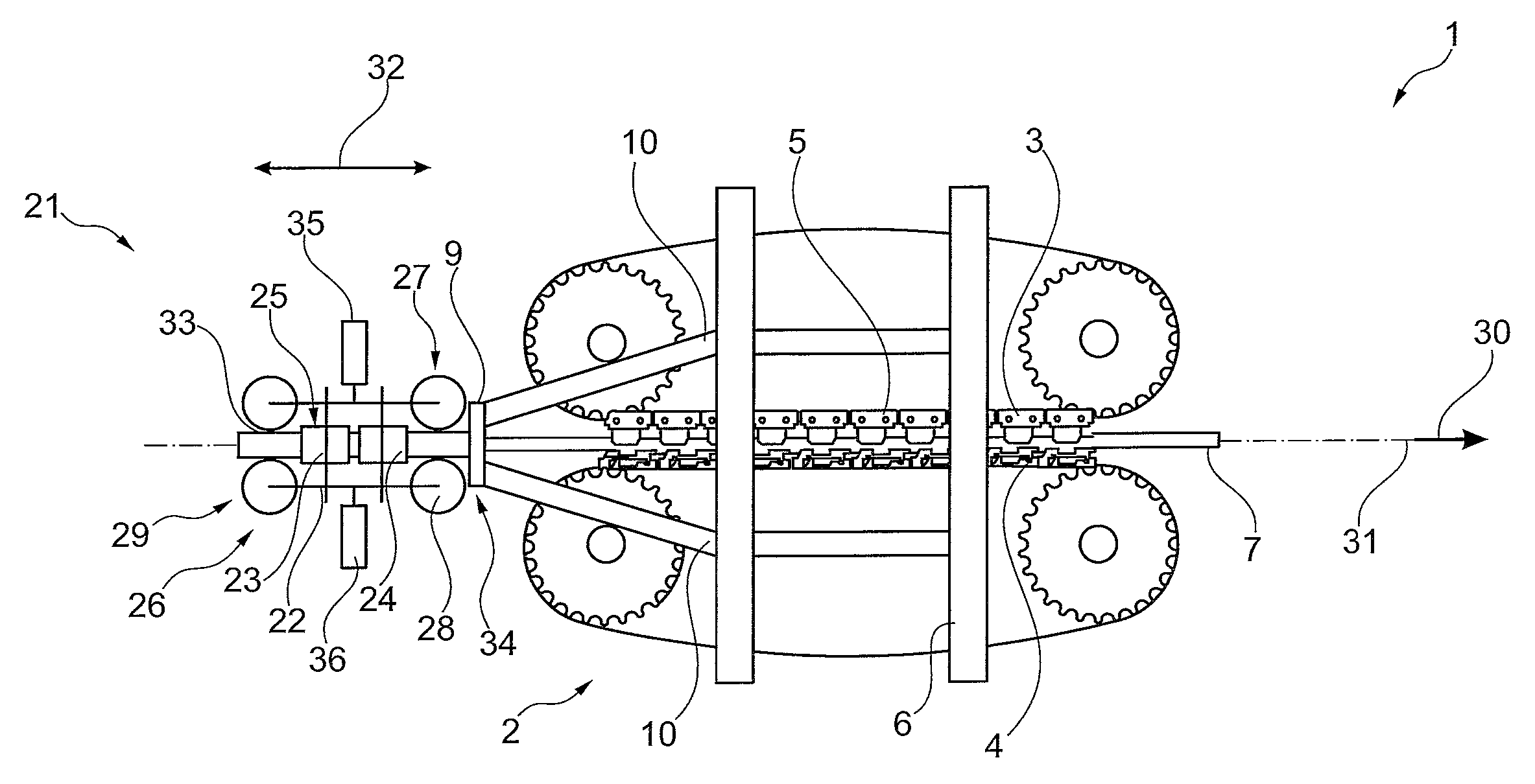 Linear drawing machine and method for linear drawing of a workpiece through a drawing ring
