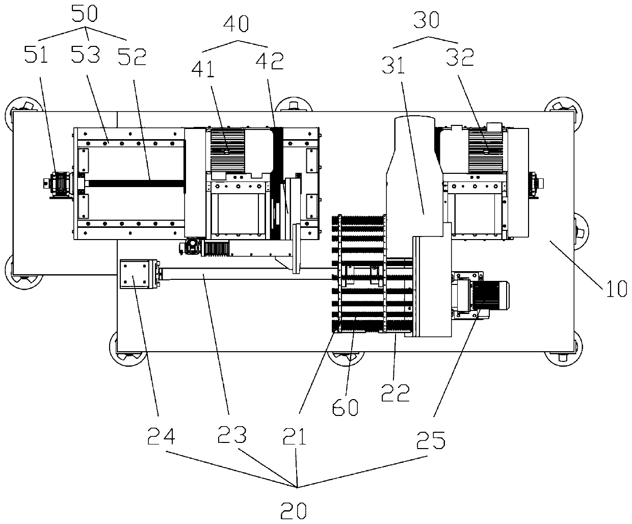 Long spring horizontal grinder and operation process thereof