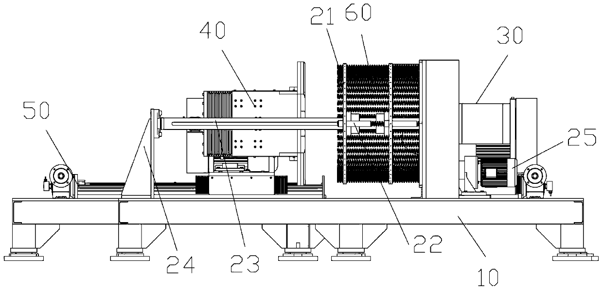 Long spring horizontal grinder and operation process thereof