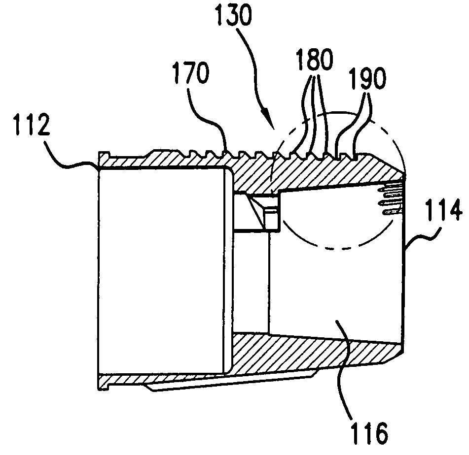 Ligating band dispenser with transverse ridge profile