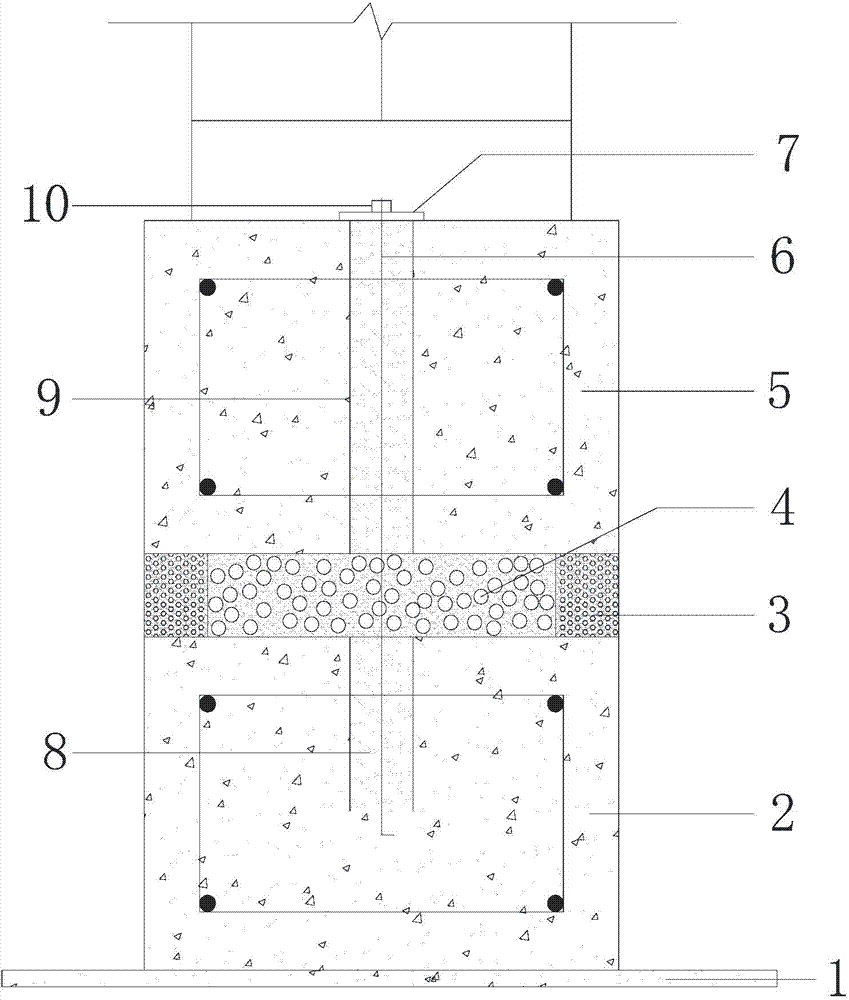 Shock isolation layer containing mixture formed by glass bead mortar, glass beads and fine sand and construction method thereof