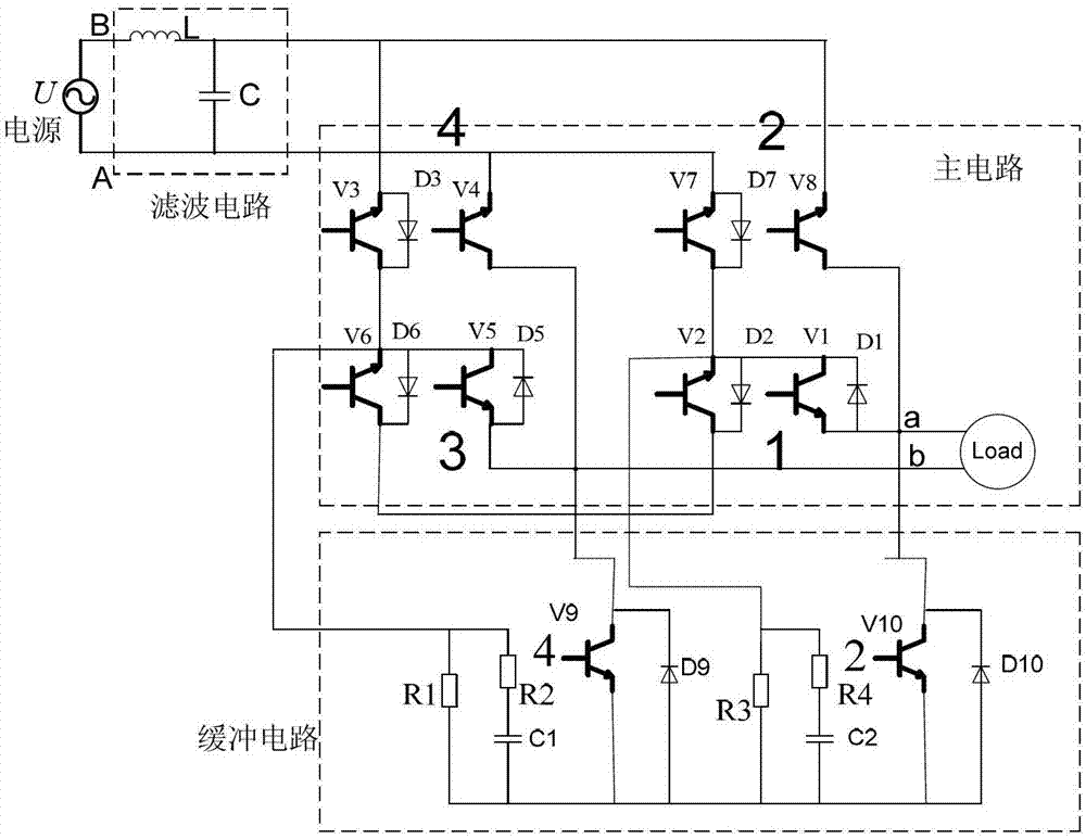 Single phase AC-AC (Alternating Current-Alternating Current) direct frequency convertor topological structure and control method thereof