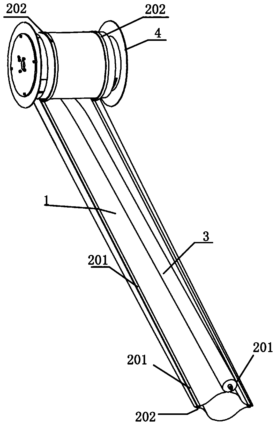 Thin-wall bar support device unfolded by driving of air inflation