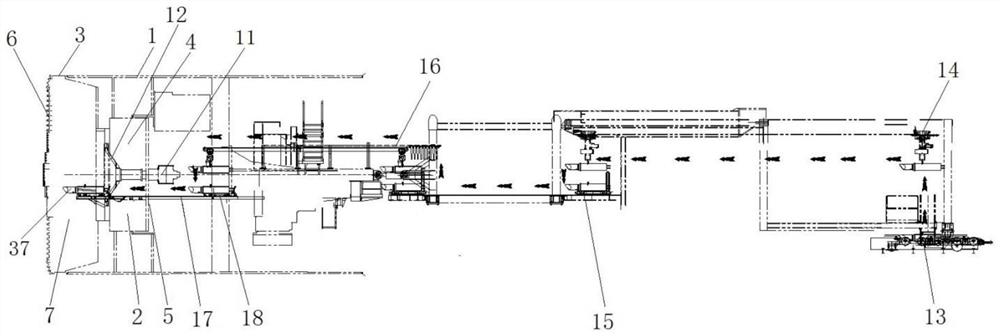 Heading machine and material transfer method of heading machine