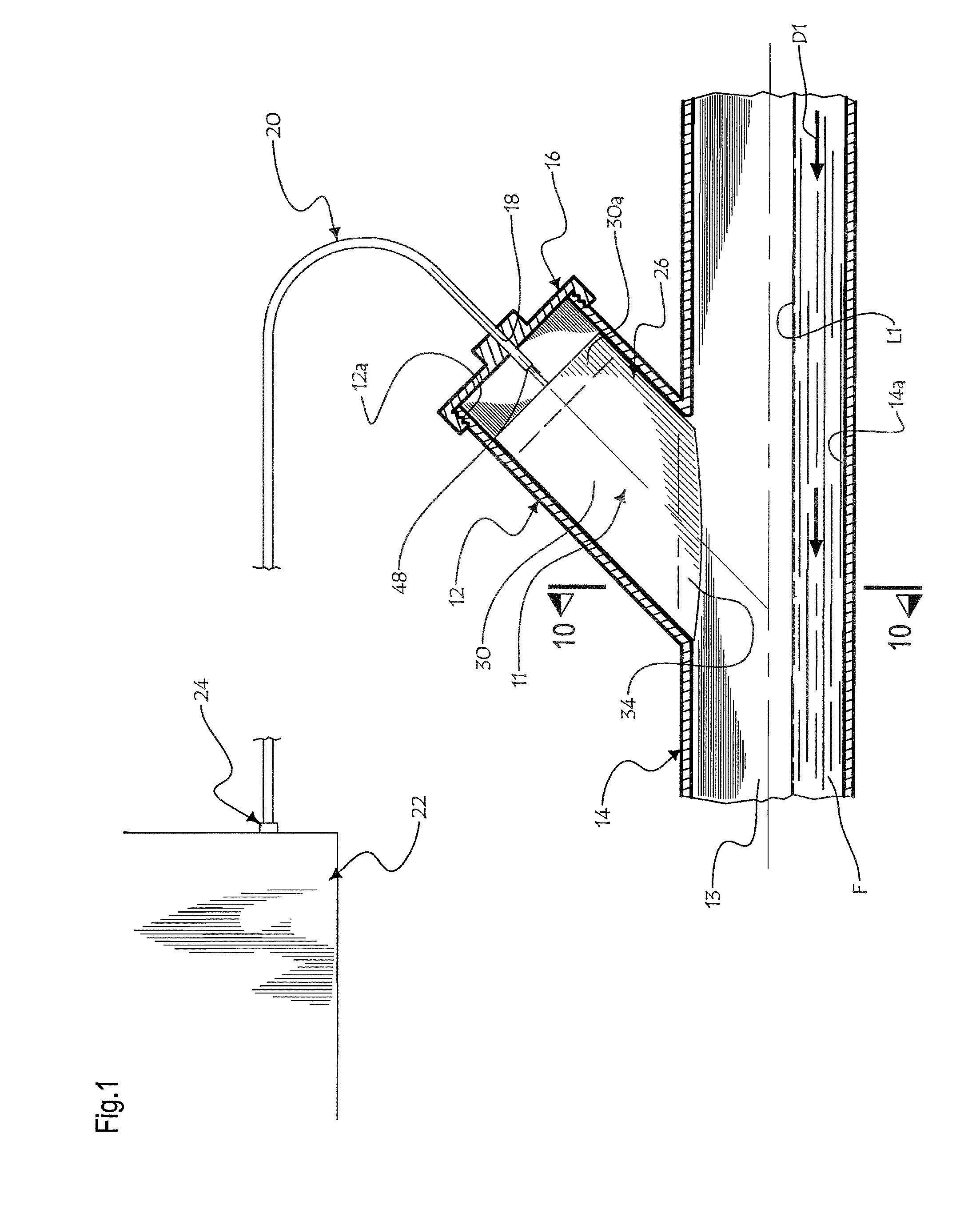 Fluid backup preventing system, and method of use thereof