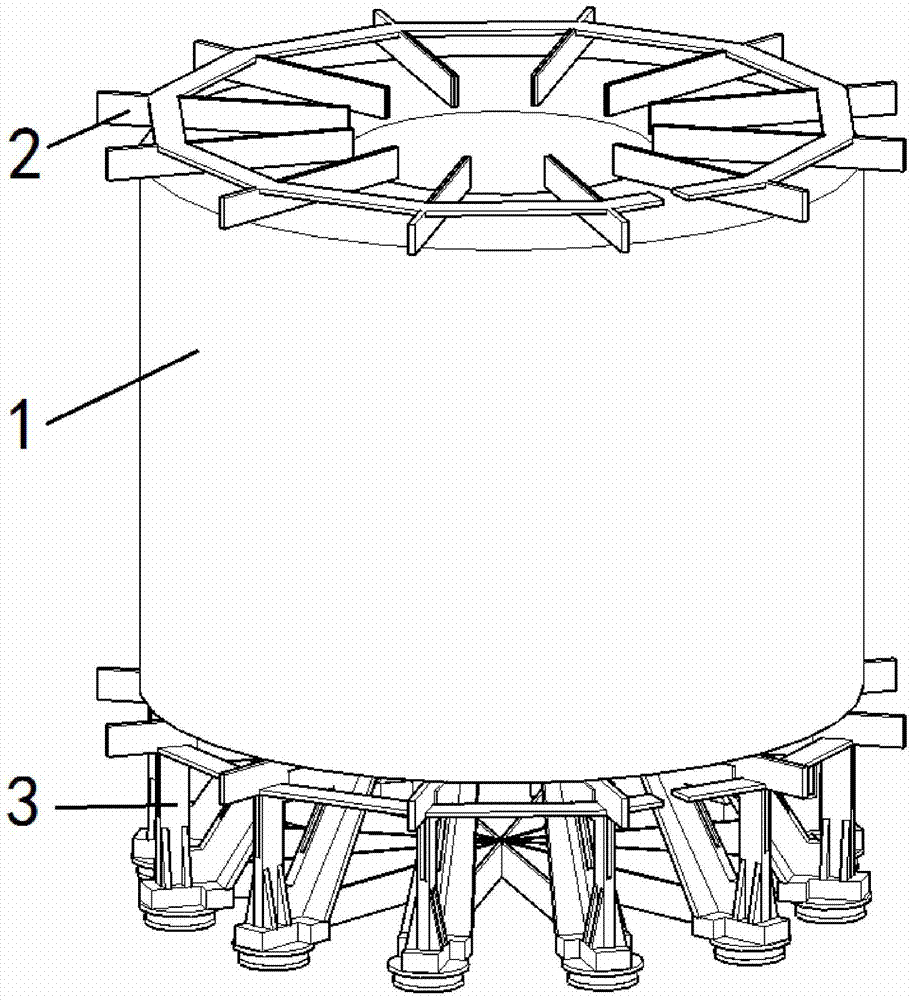 Confluence and supporting structure of a dry-type reactor