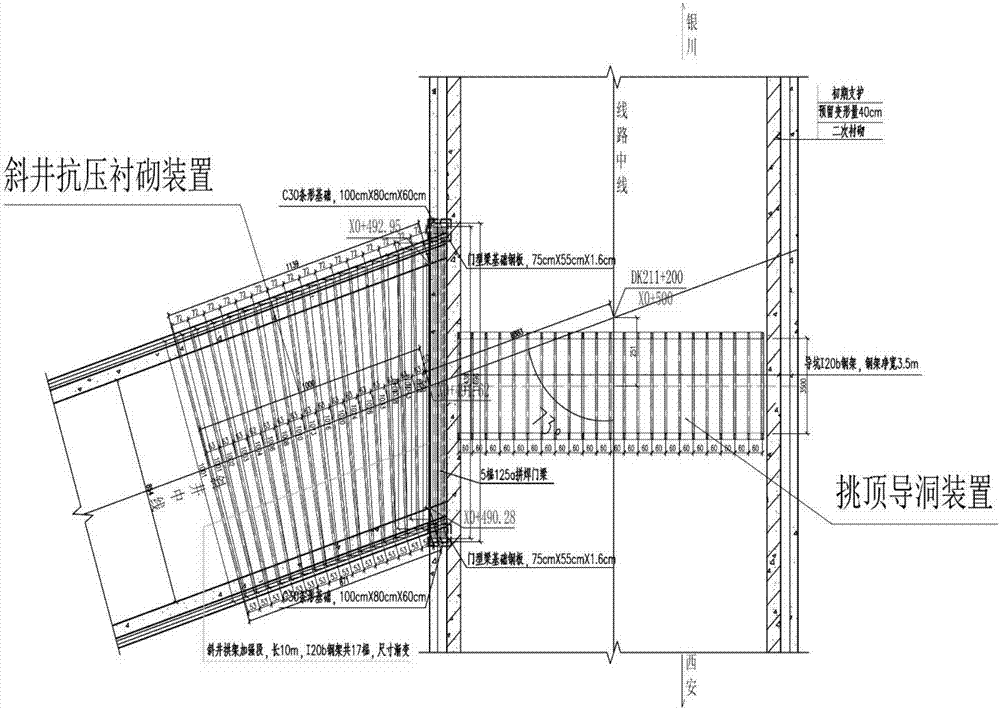 Novel tunnel inclined shaft specific and special construction method