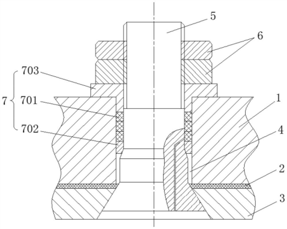 Bolt sealing structure of rod mill cylinder and rod mill