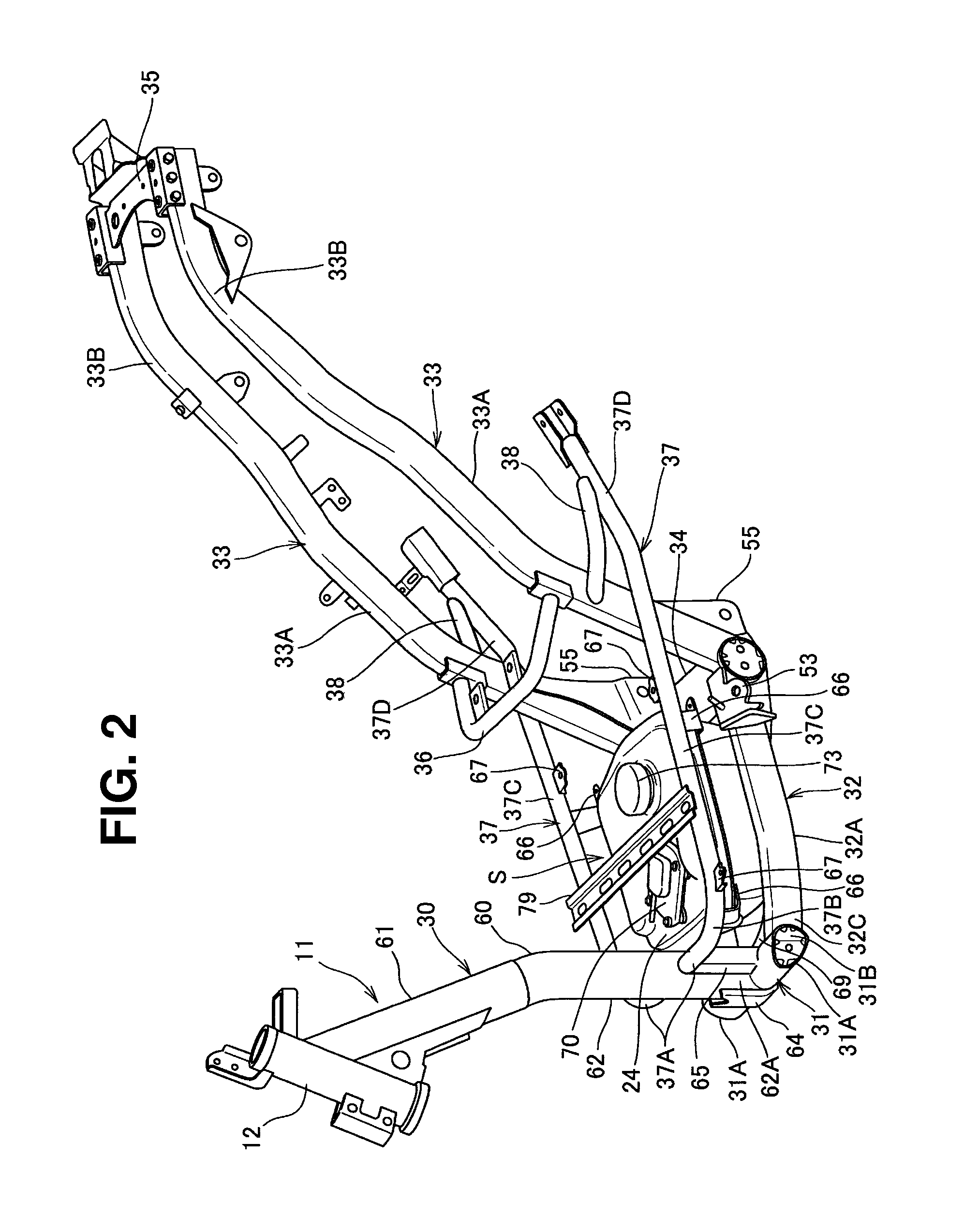 Fuel tank support structure for a saddle-type vehicle, and body frame incorporating the fuel tank support structure