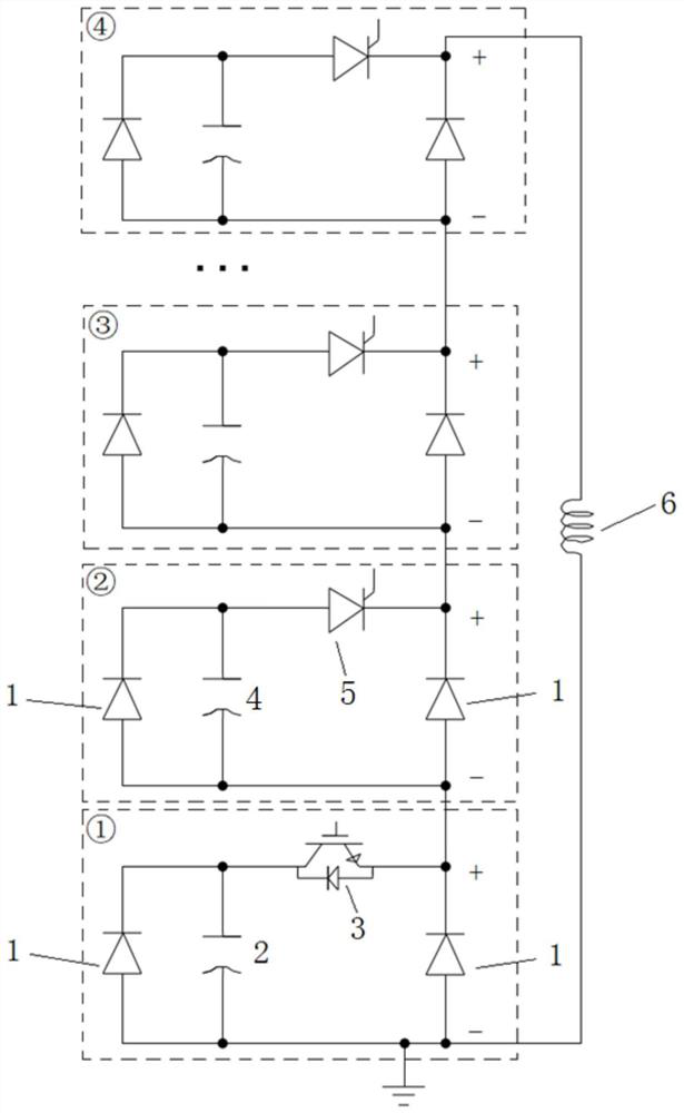 Capacitor energy storage type pulse step current generating power supply