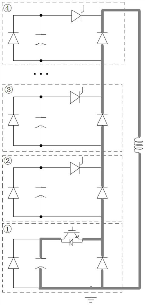 Capacitor energy storage type pulse step current generating power supply