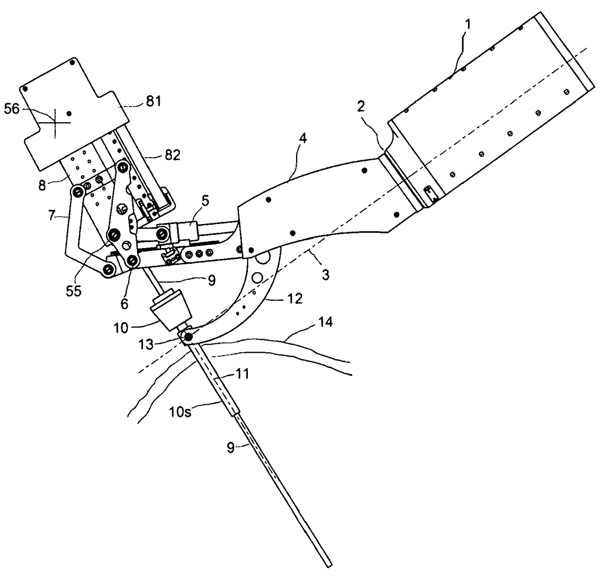 Holding and positioning apparatus of a surgical instrument and/or an endoscope for minimally invasive surgery and a robotic surgical system