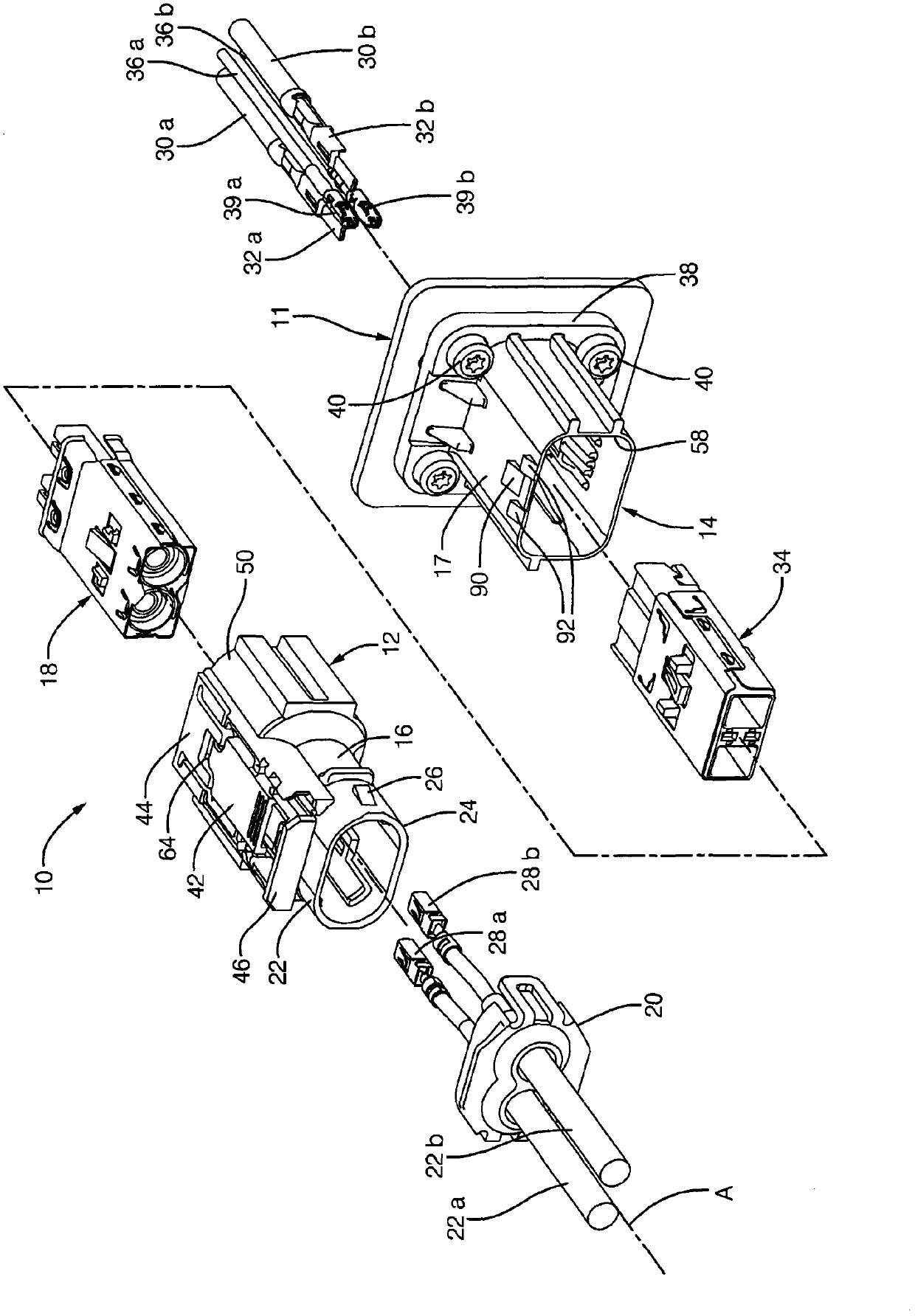 Electrical connection system including connector body with integral primary and secondary latch