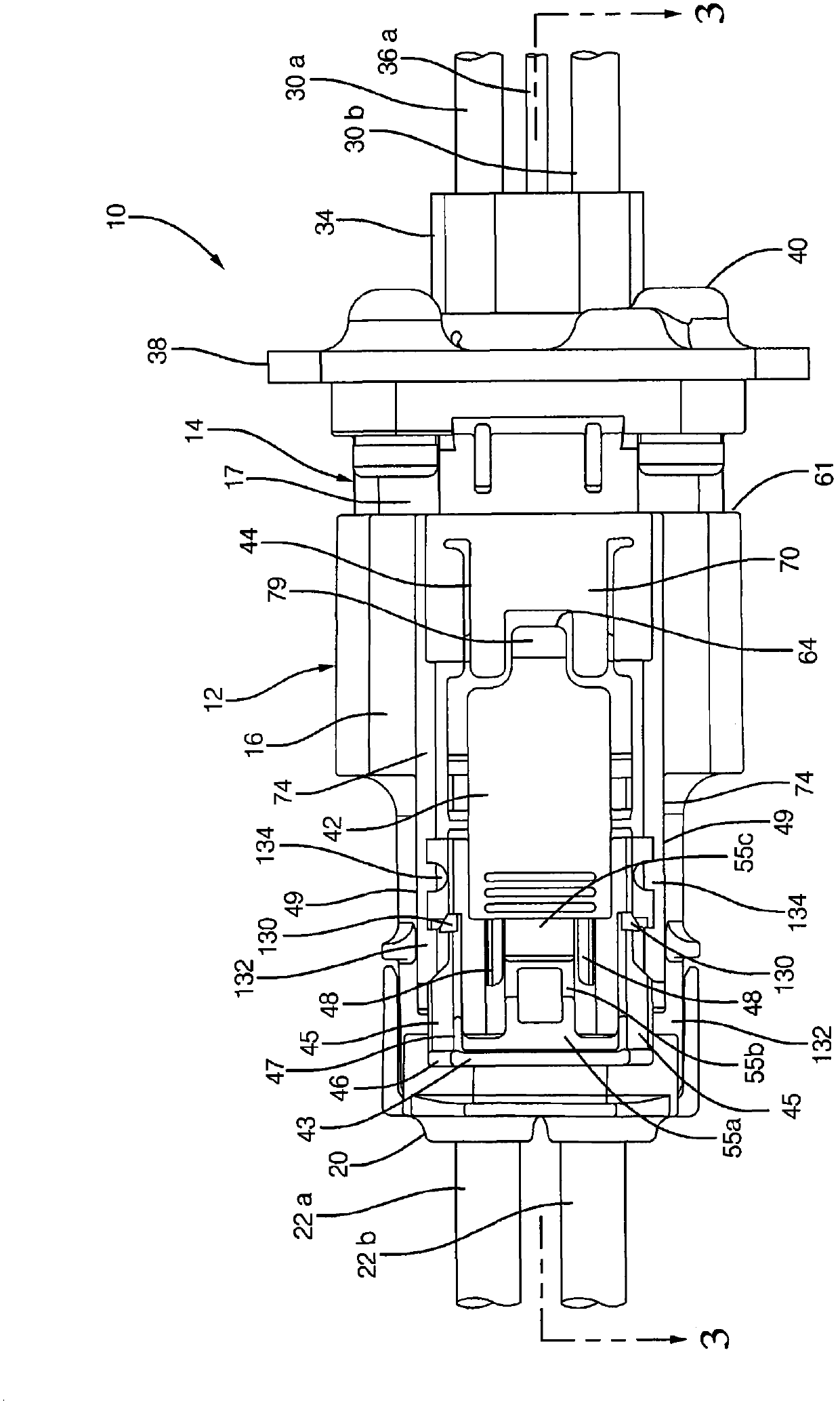 Electrical connection system including connector body with integral primary and secondary latch