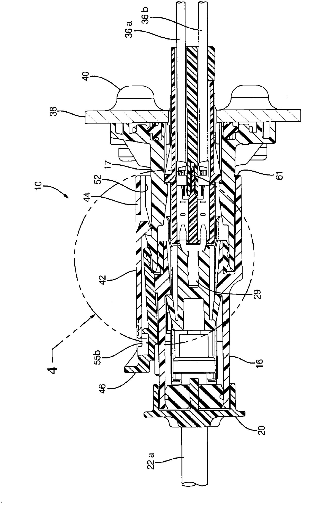 Electrical connection system including connector body with integral primary and secondary latch