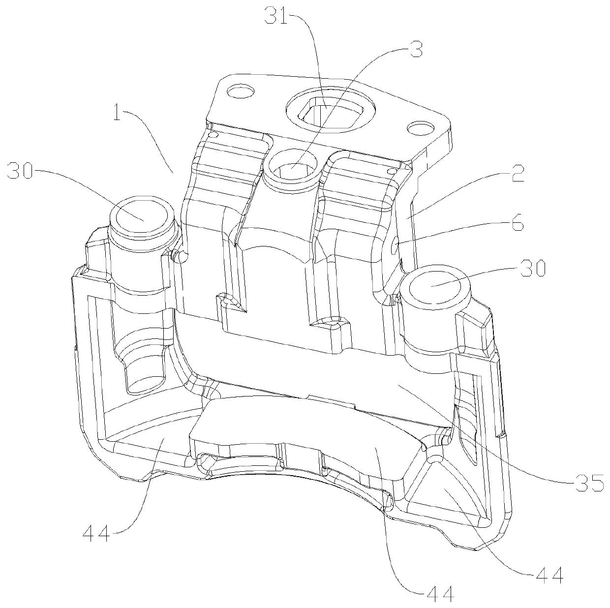 Caliper body, caliper body machining method and method for assembling brake with caliper body