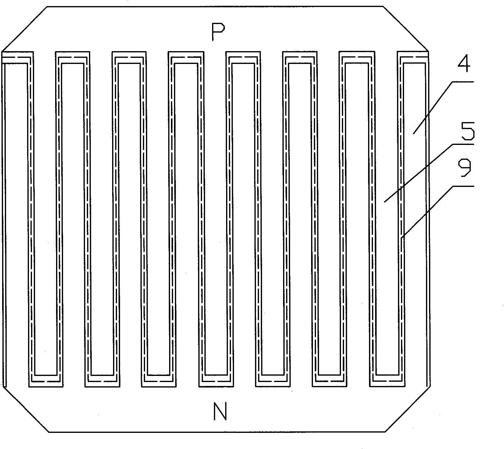 Schottky junction single-sided electrode crystalline silicon solar cell and preparation method thereof