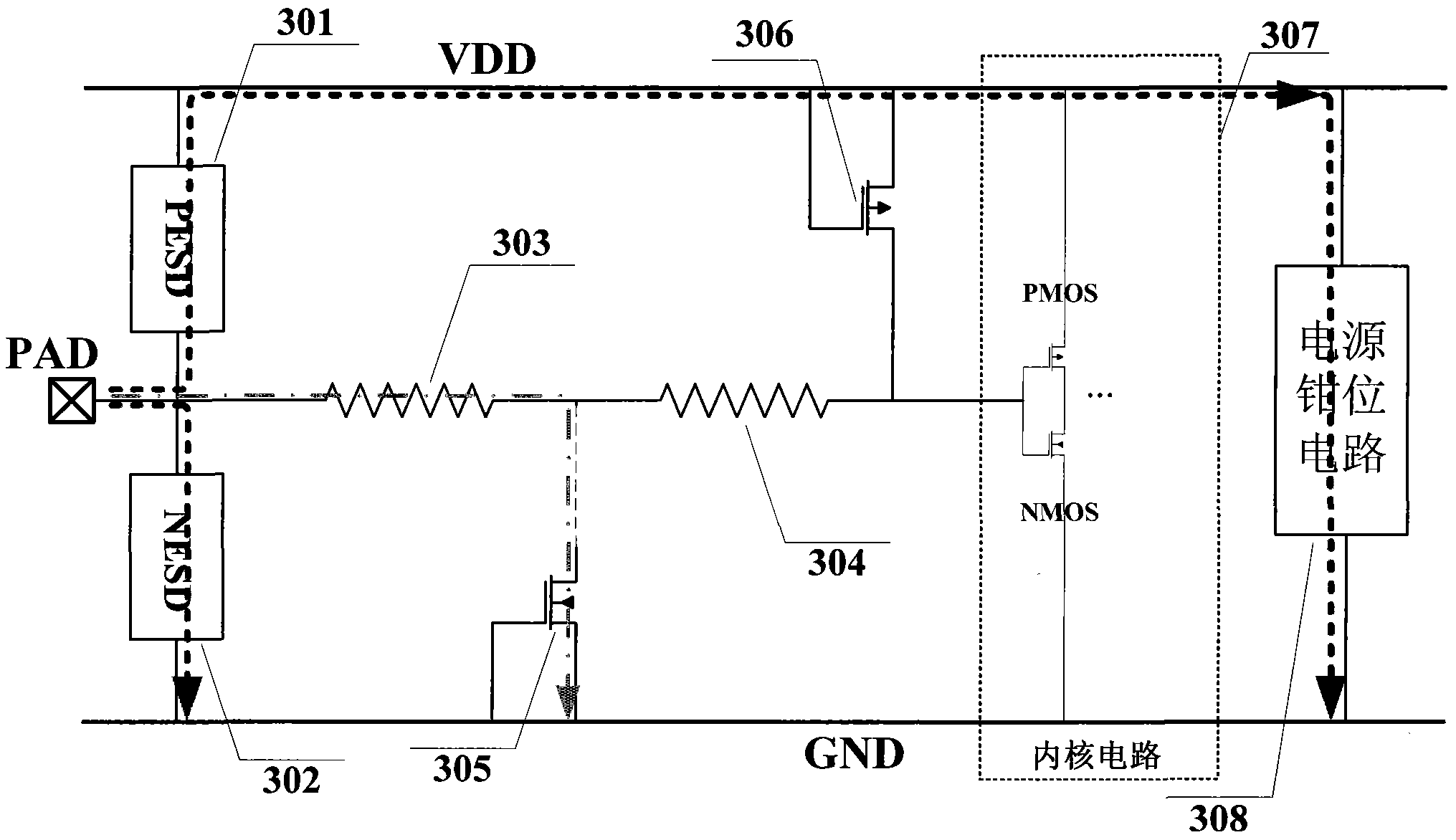 Double-mode electro-static discharge protection IO circuit