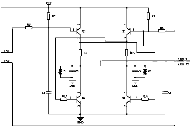 Red and white light source switching control circuit of visual endoscope