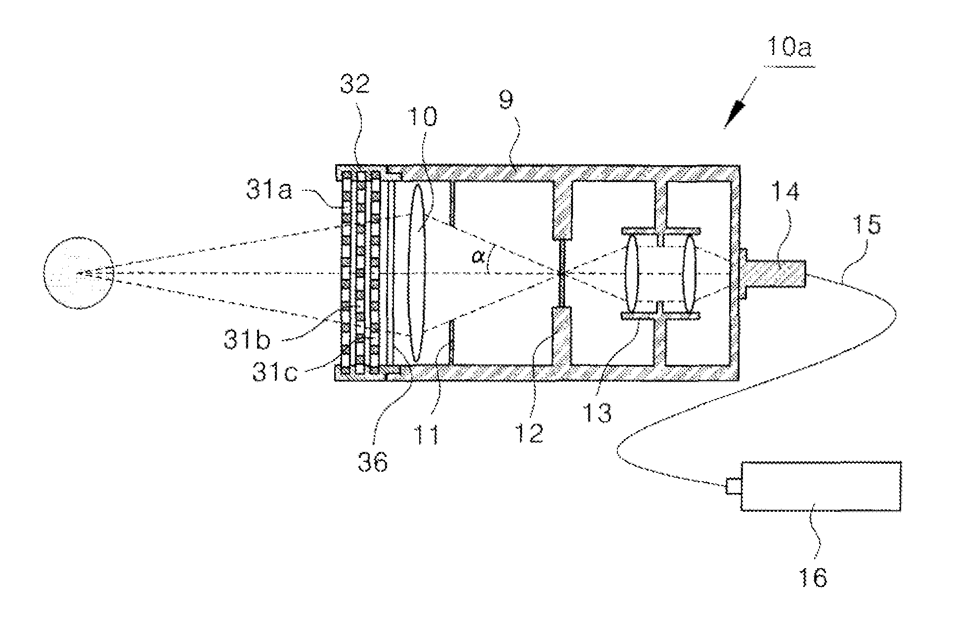 Device for preventing intensity reduction of optical signal, optical emission spectrometer, optical instrument, and mass spectrometer including the same
