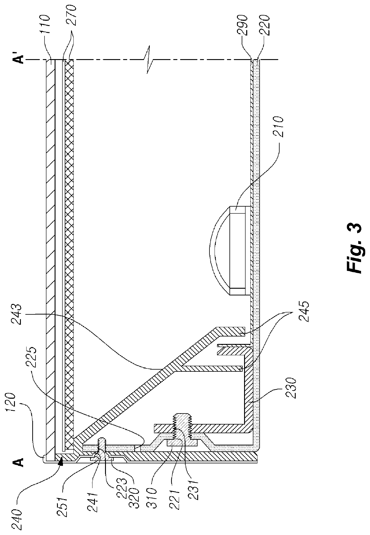 Display device with improved torsional rigidity