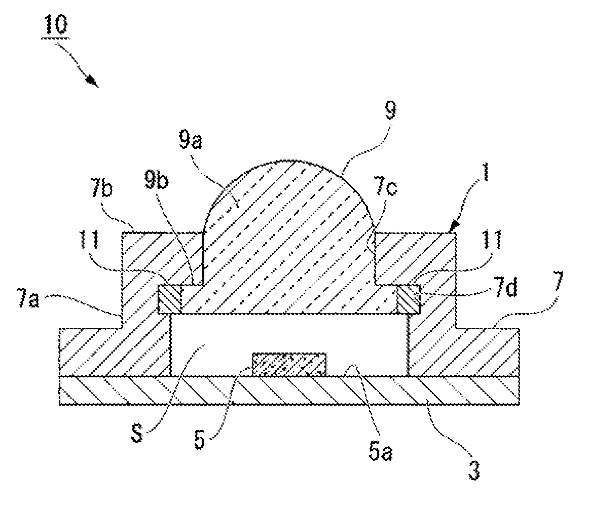 Adhesive for ultraviolet-light-emitting device, and ultraviolet-light-emitting device