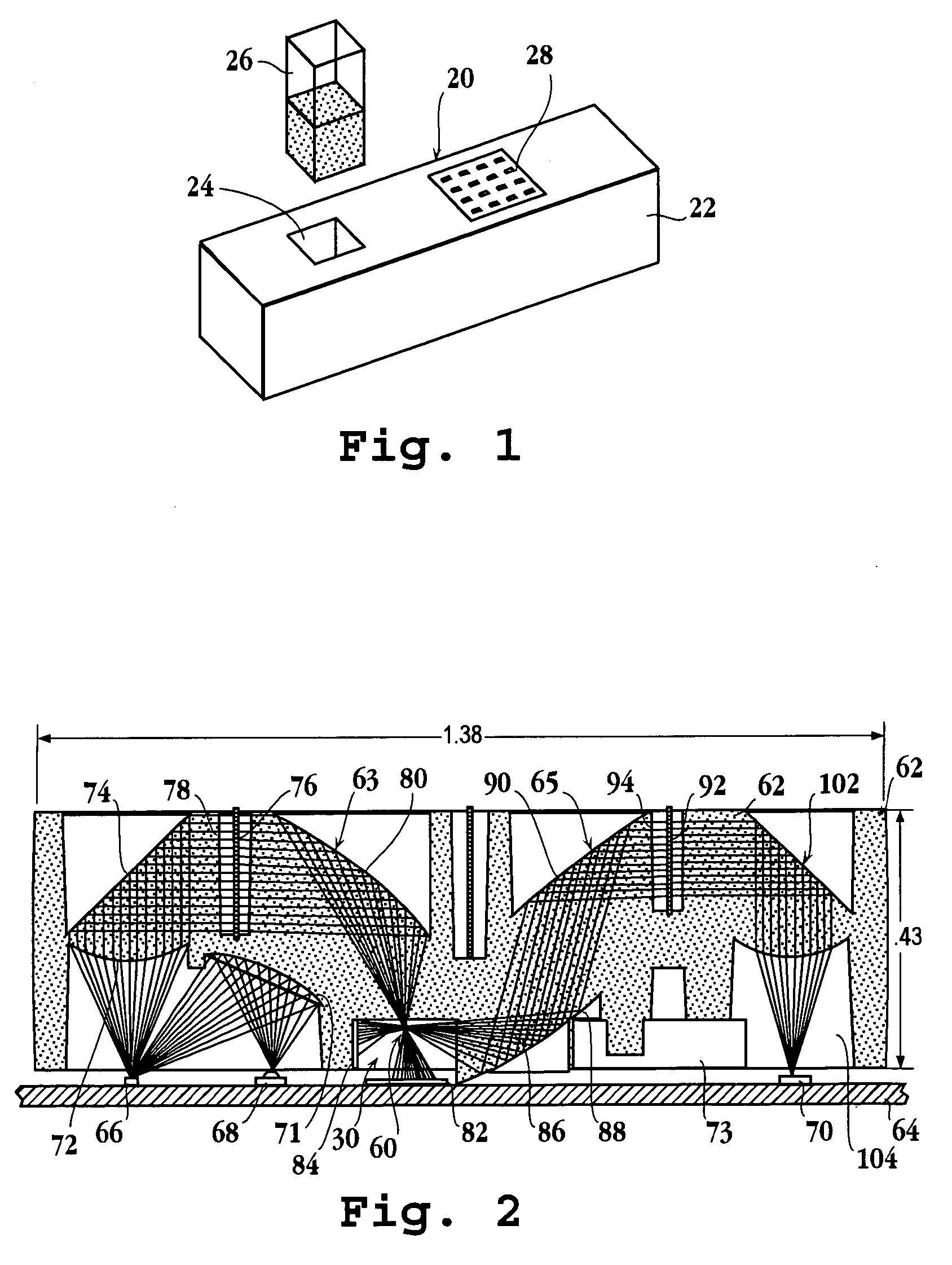 Multilens optical assembly for a diagnostic device